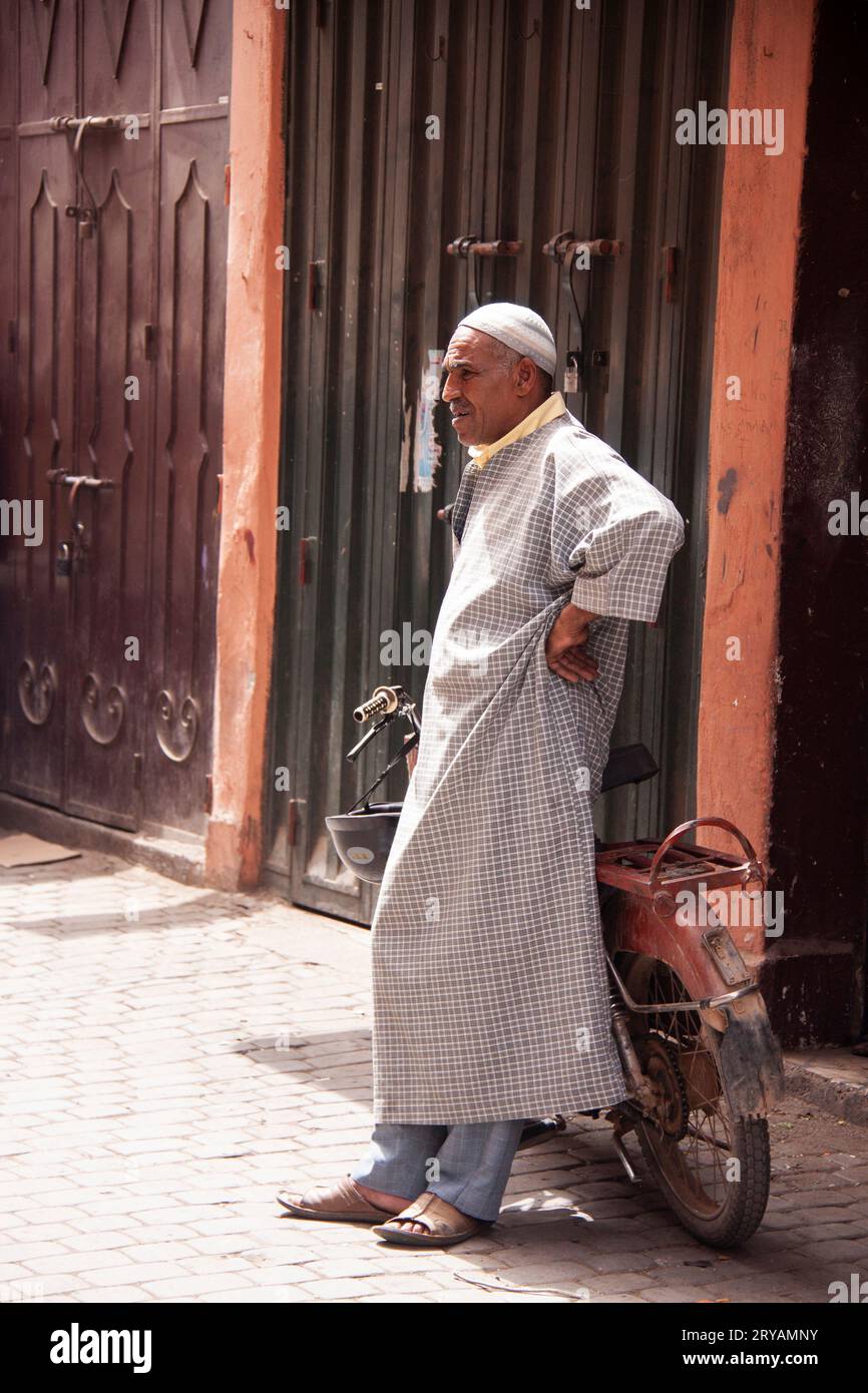Moroccan man in traditional dress in Marrakech Morocco March 2012 Stock Photo
