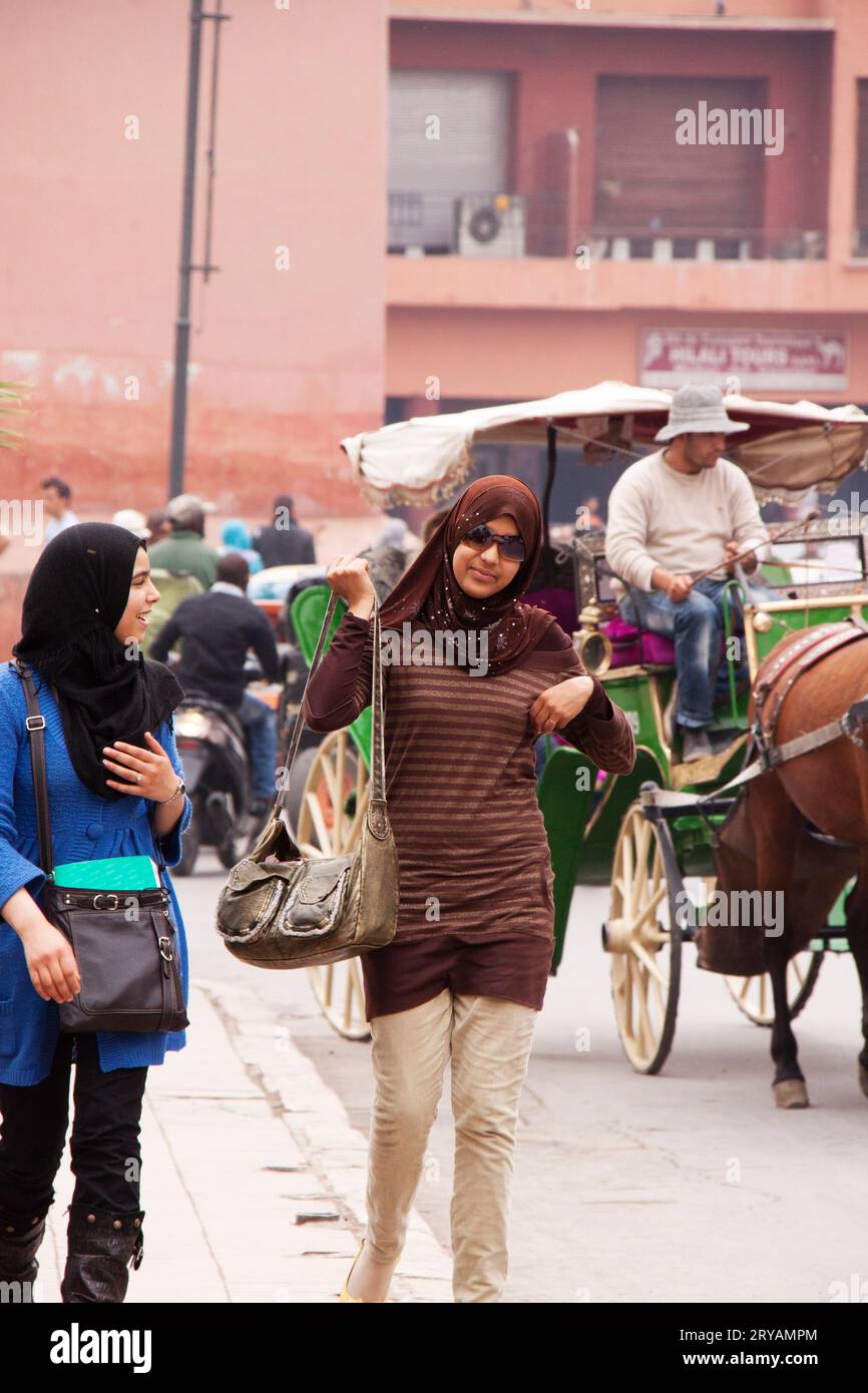 traffic and travel on the roads of Marrakech Morocco March 2012 Stock Photo