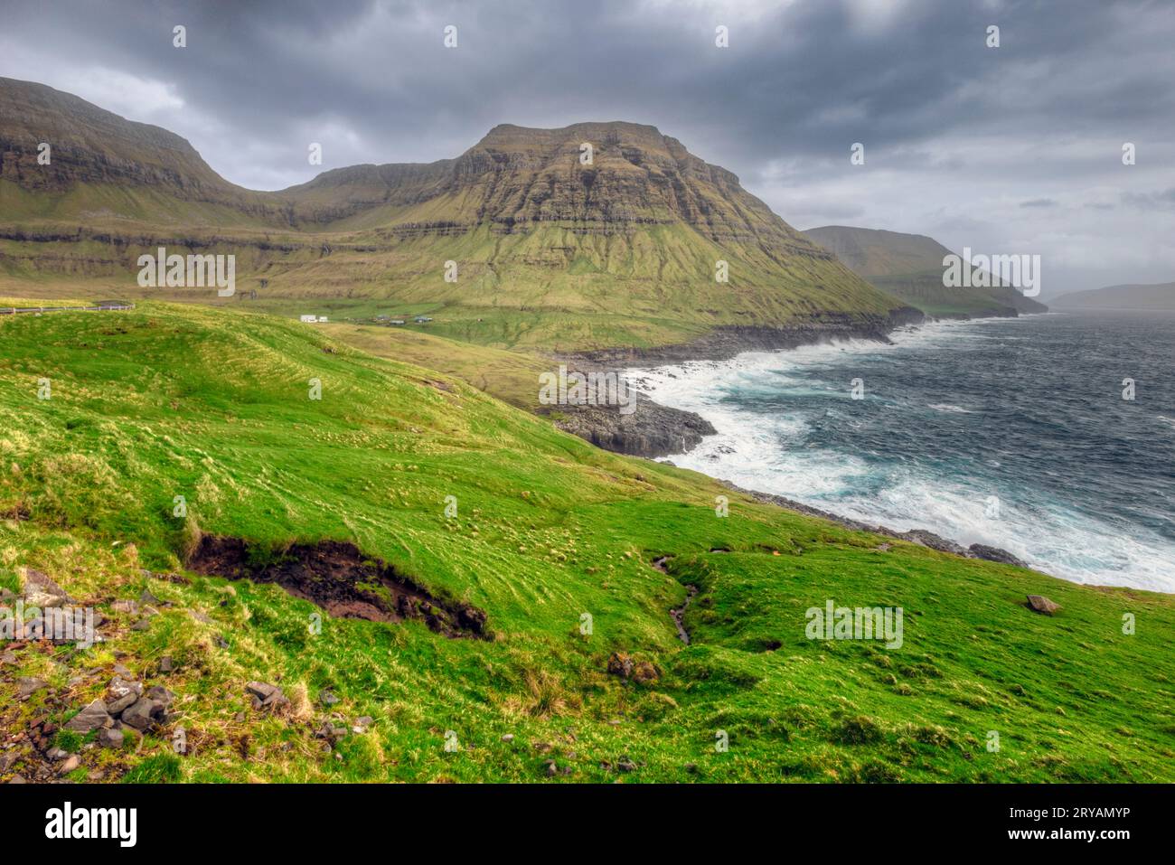 Nordradalur on the Koltur Island in the Faroe Islands Stock Photo