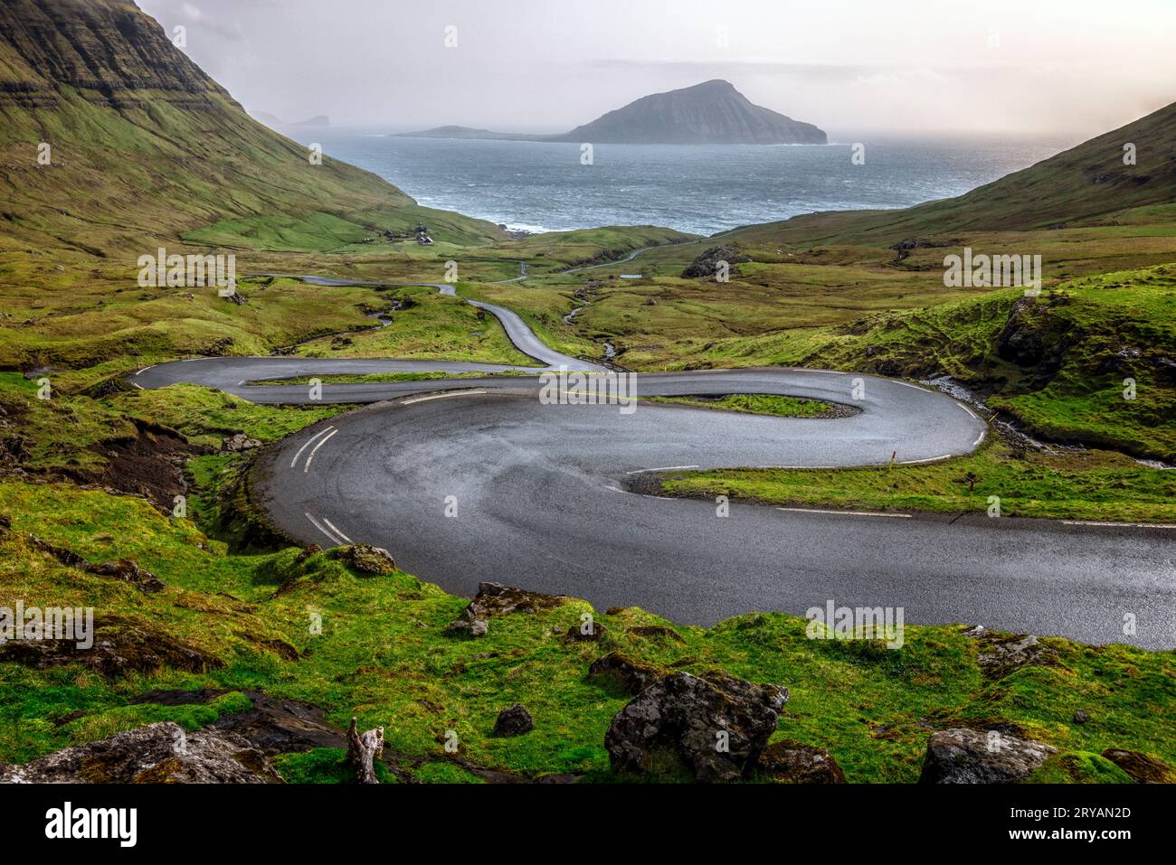 Nordradalur on the Koltur Island in the Faroe Islands Stock Photo