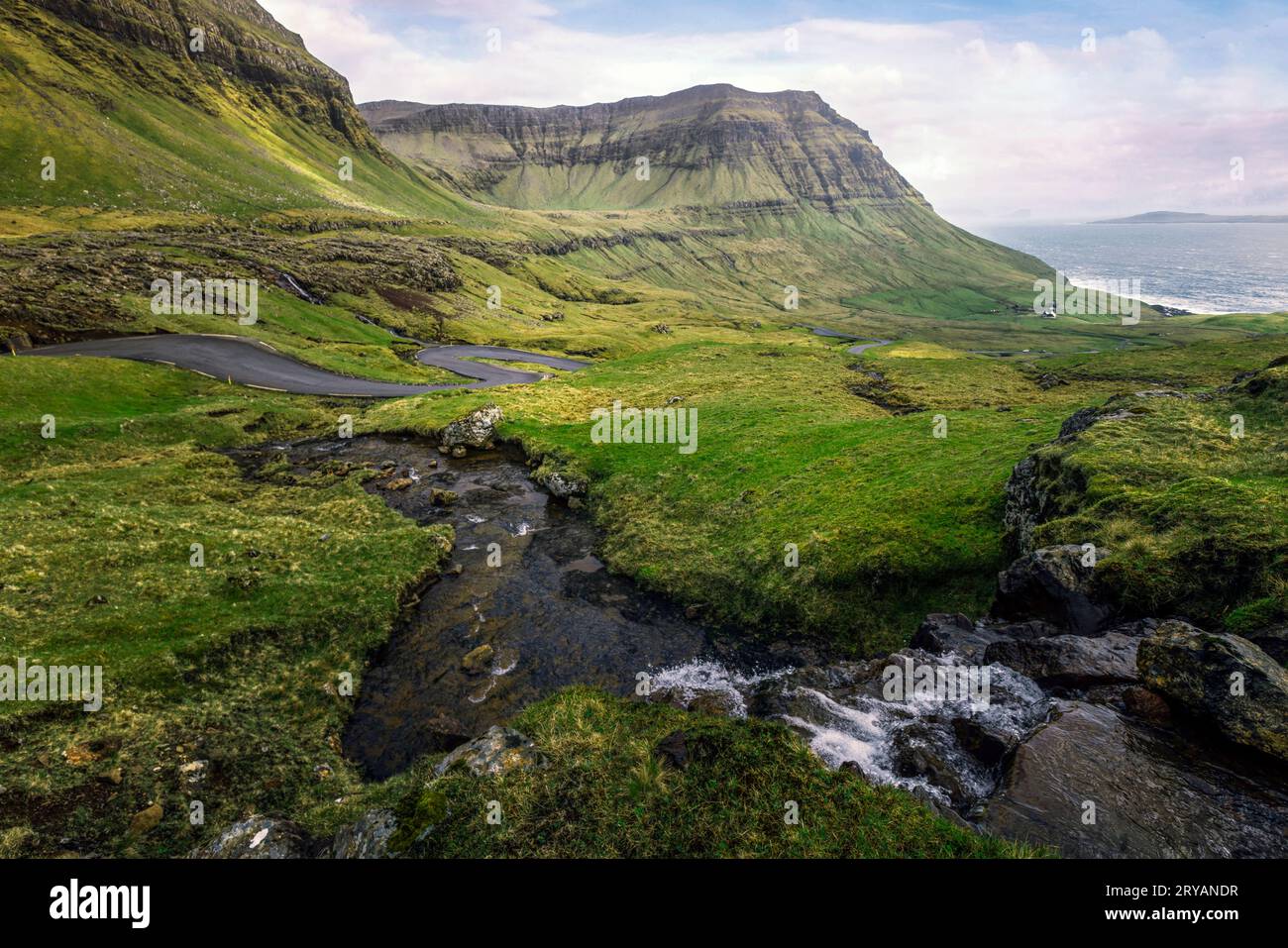 Nordradalur on the Koltur Island in the Faroe Islands Stock Photo