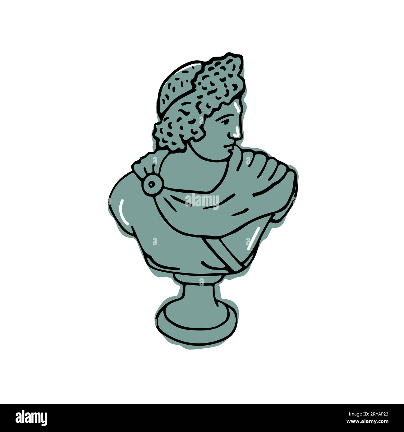 Green Romantic Modern Ancient Greek Statue Of Rome God Stock Vector