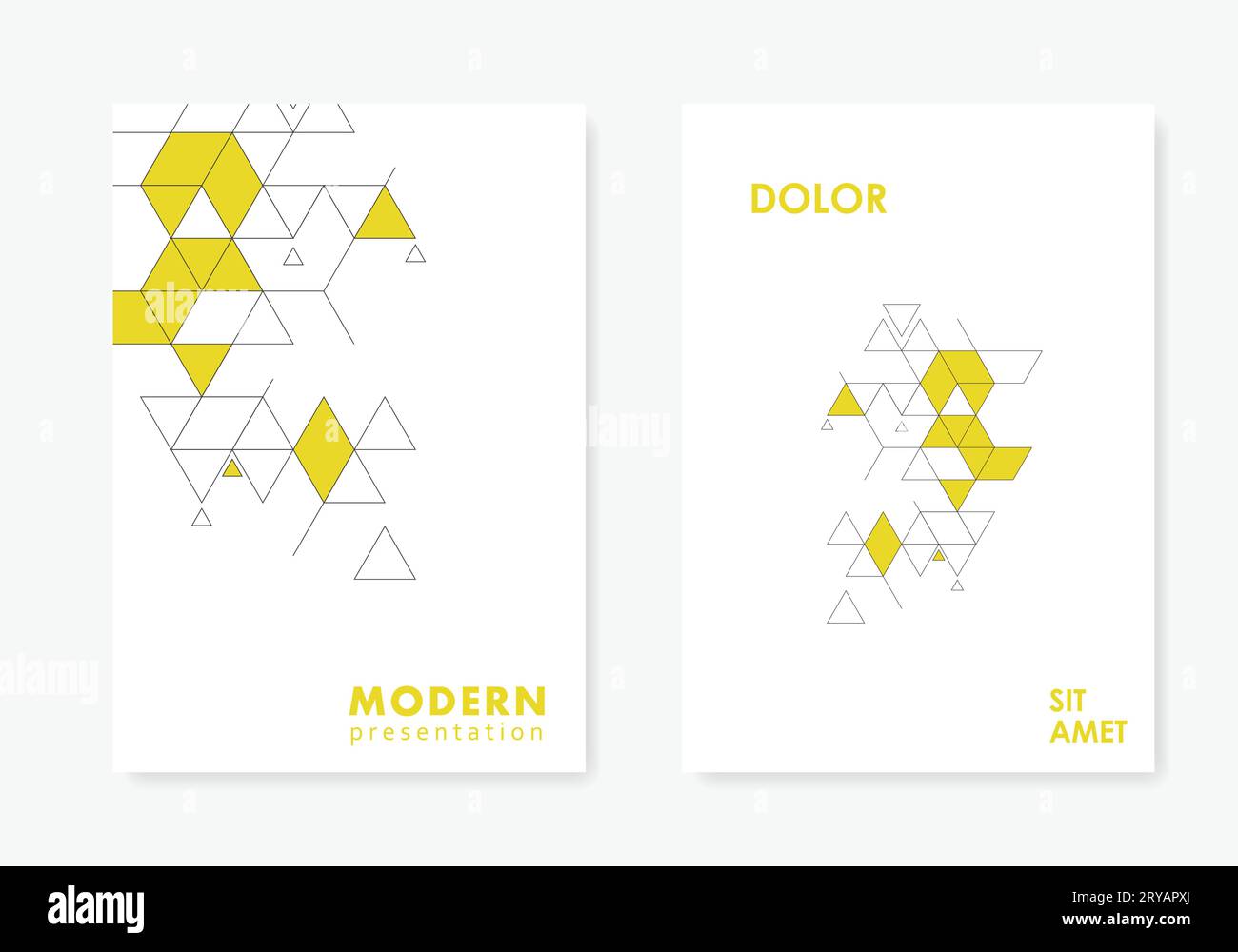 Abstract geometric texture design. Vector illustration. Vector set brochures cover with triangles pattern ornament Stock Vector