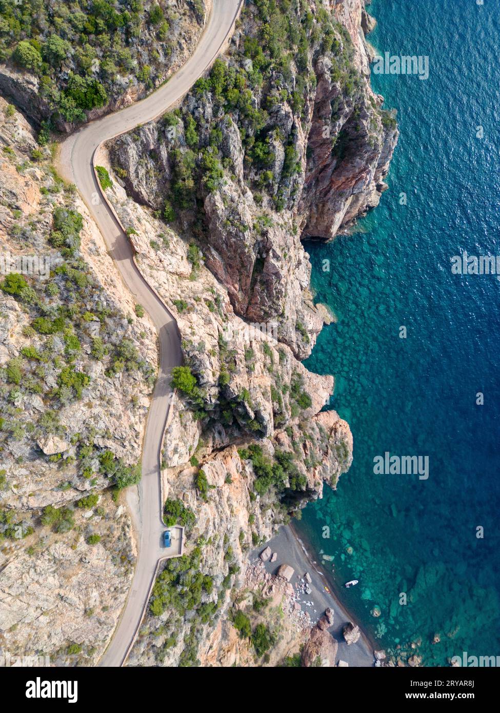 Calanches of Piana on Corsica island, France. An aerial view of these ...