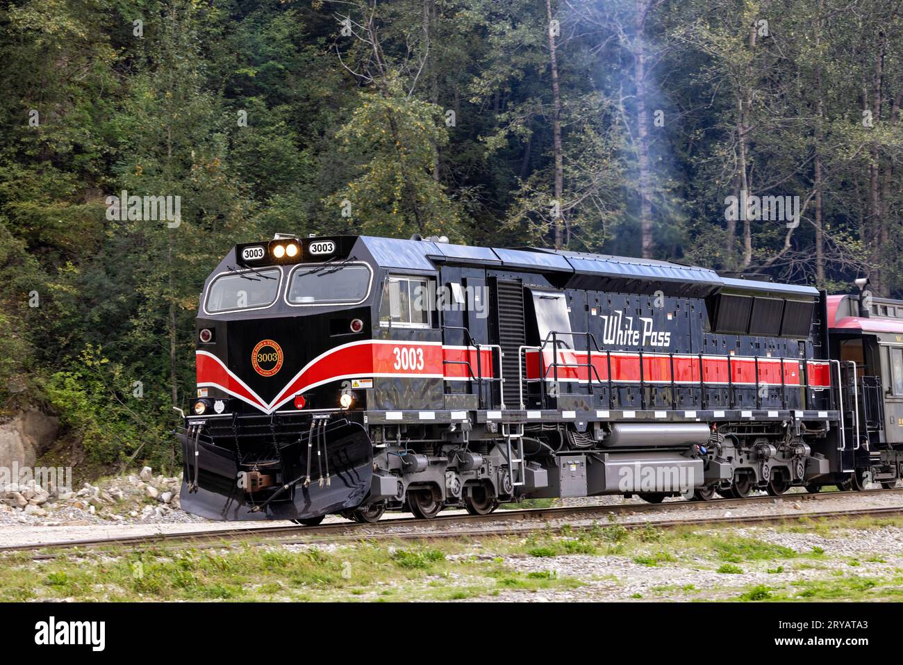 White Pass & Yukon Route Railway Train - Skagway, Alaska, USA Stock Photo