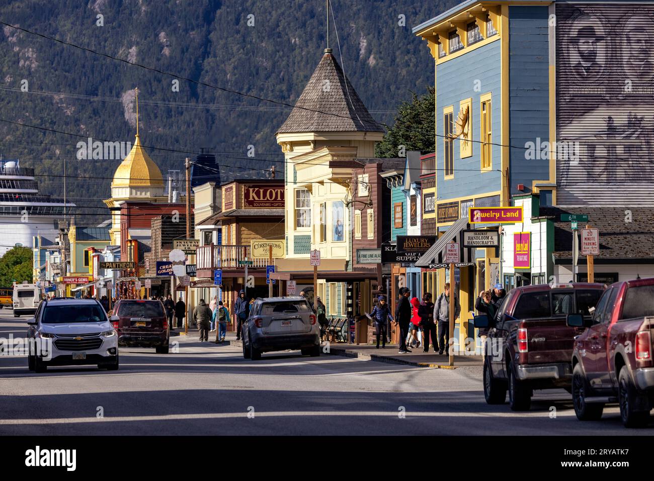 Historic buildings on Broadway, Skagway, Alaska, USA Stock Photo Alamy