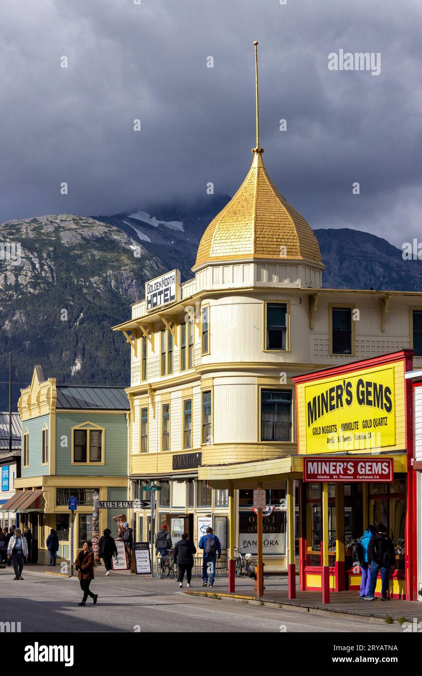 Historic Golden North Hotel on Broadway, Skagway, Alaska, USA Stock