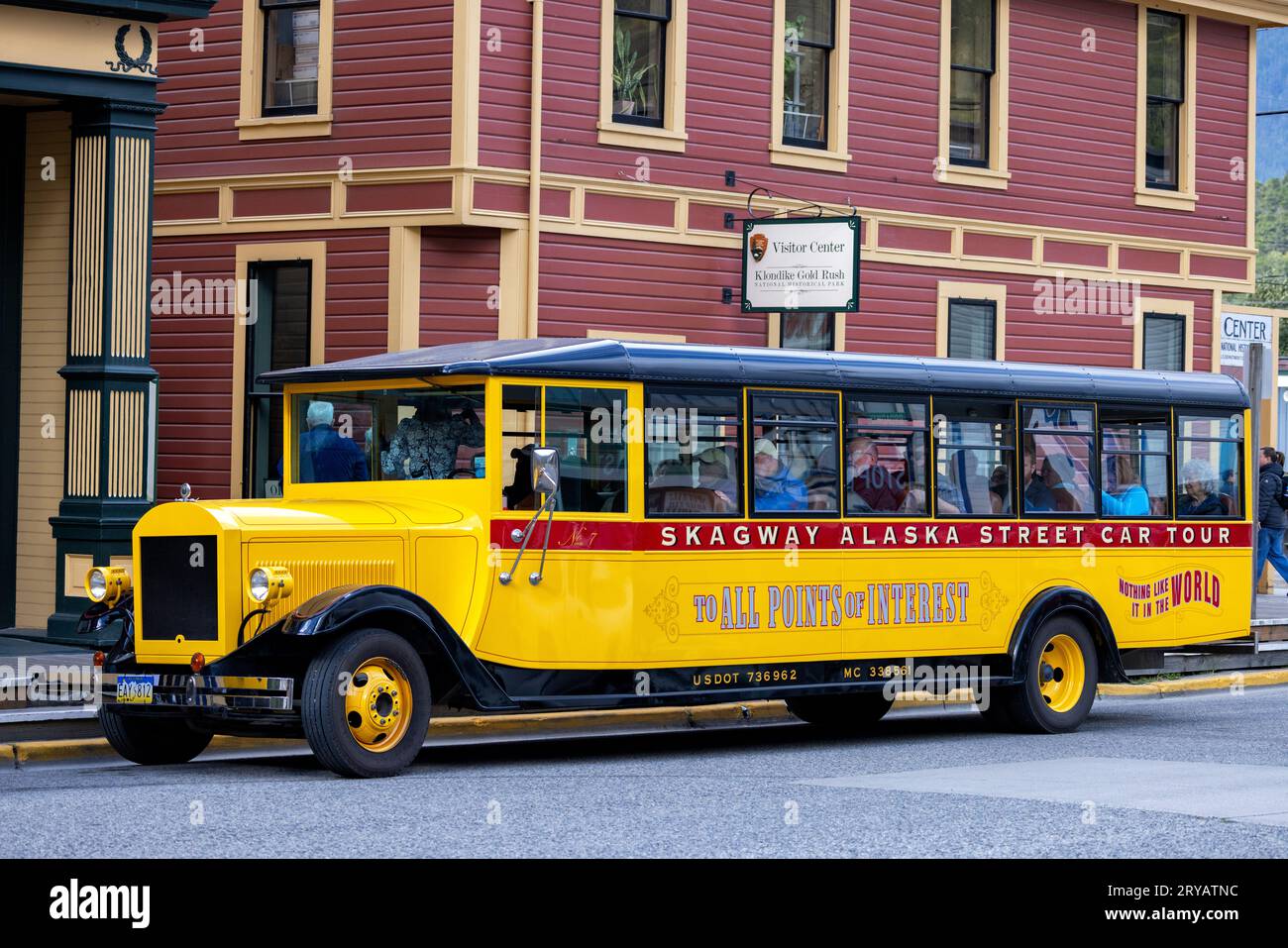 Skagway Alaska Street Car Tour - Skagway, Alaska, USA Stock Photo