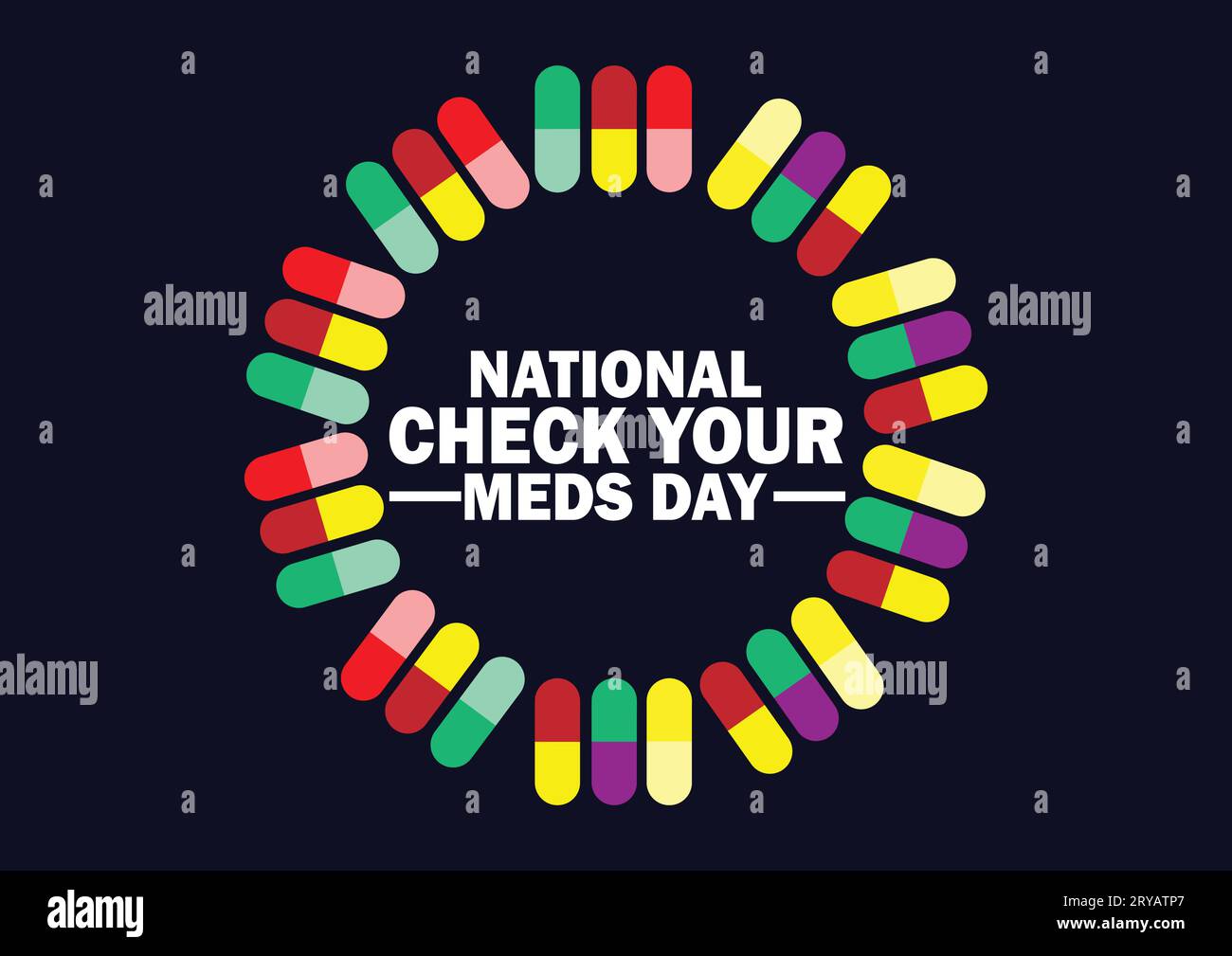 National Check Your Meds Day. Health concept. Template for background, banner, card, poster with text inscription. Vector illustration. Stock Vector