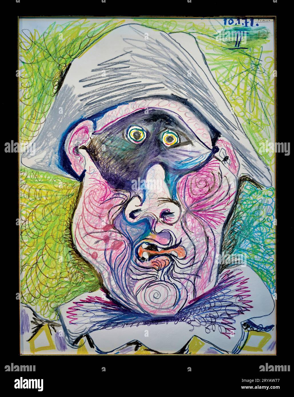 Testa di Arlecchino II matita e pastello su carta Pablo Picasso