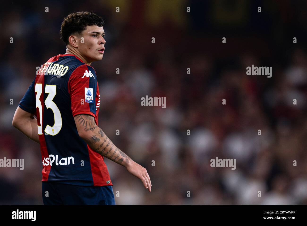 Alan Matturro of Genoa CFC looks on during the Serie A football match between Genoa CFC and AS Roma. Stock Photo