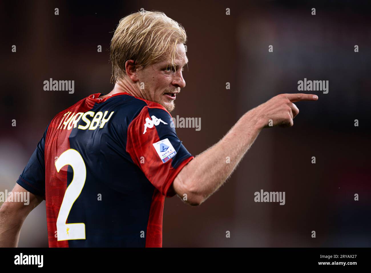 Morten Thorsby of Genoa celebrates with his team-mates after