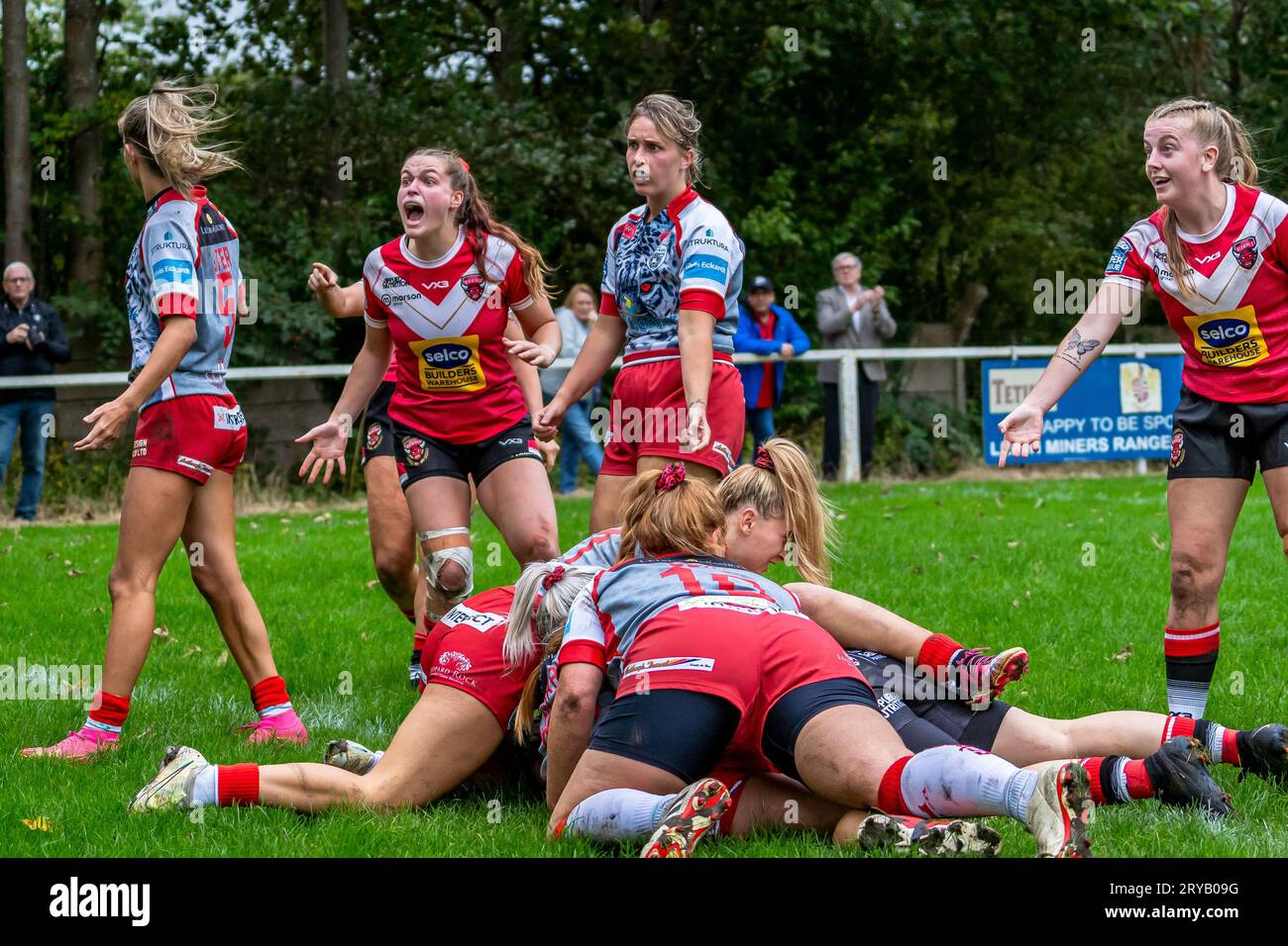 Leigh Leopards Women vs Salford Red Devils Women - Women's Super League. Stock Photo