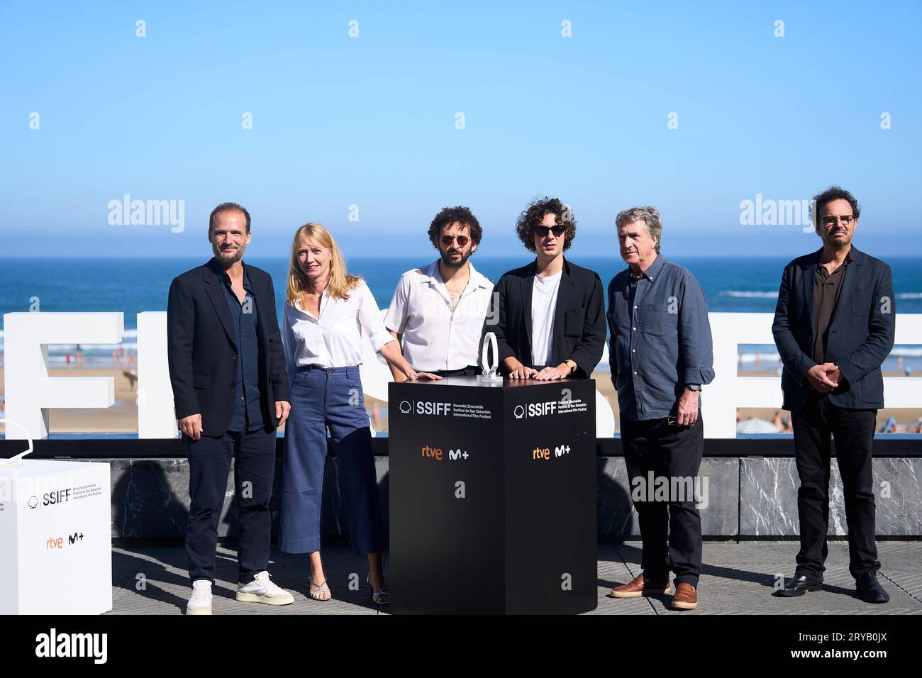 September 30, 2023, Madrid, Madrid, Spain: Thomas Lilti, FranÃ§ois Cluzet, Vincent Lacoste, William Lebghil attended 'A Real Job (Un metier serieux)' Photocall during 71st San Sebastian International Film Festival at Kursaal Palace on September 30, 2023 in Donostia / San Sebastian, Spain (Credit Image: © Jack Abuin/ZUMA Press Wire) EDITORIAL USAGE ONLY! Not for Commercial USAGE! Stock Photo