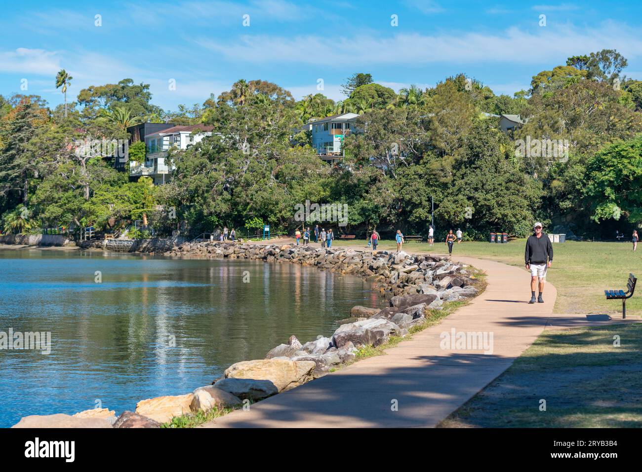 North Harbour Reserve in the suburb of Balgowlah faces onto Sydney Harbour near Manly in Australia Stock Photo