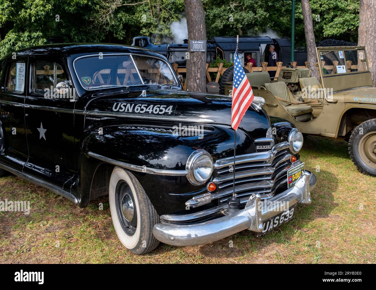 Holt, Norfolk, UK September 16 2023. Classic Plymouth military