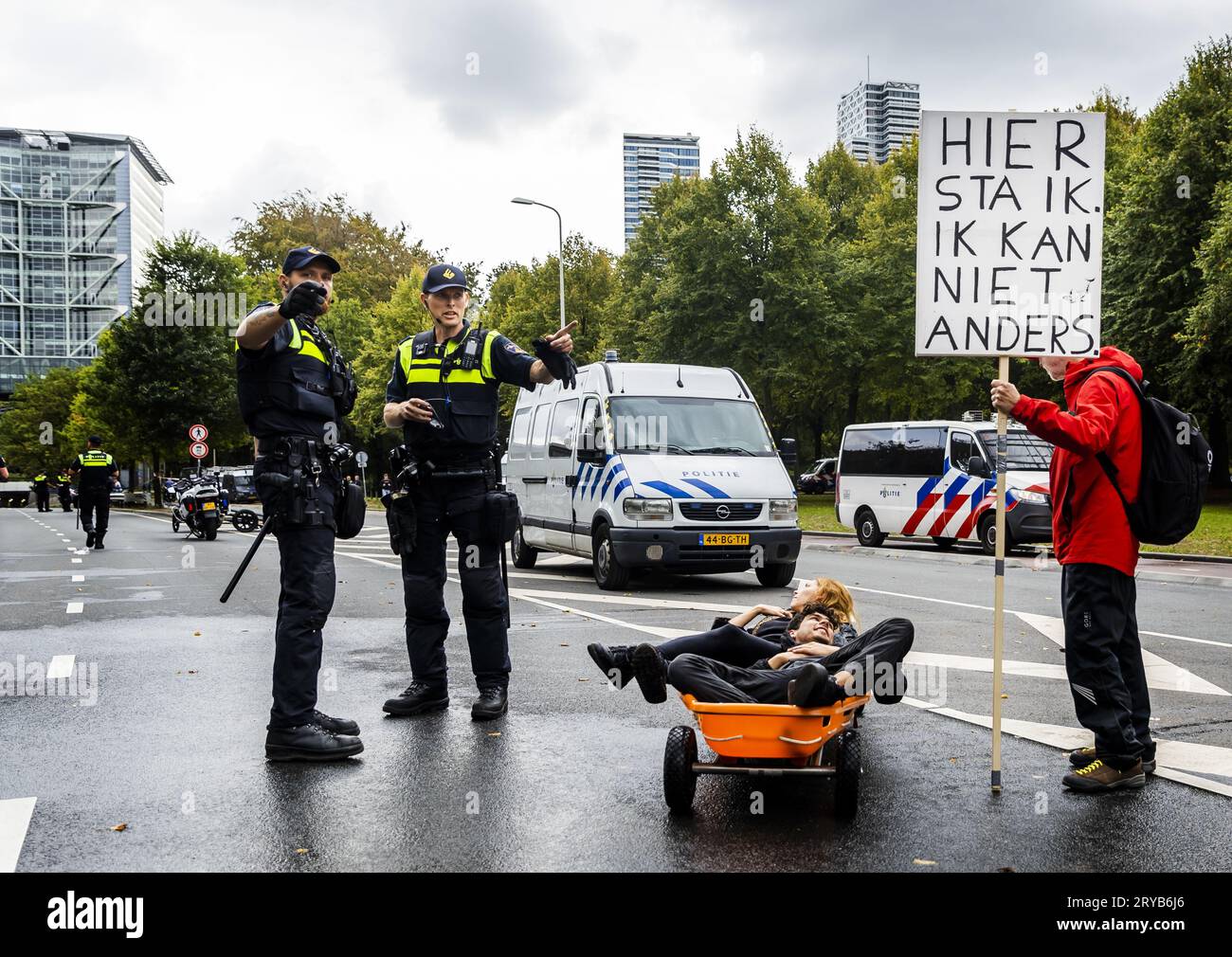 THE HAGUE Climate demonstrators are arrested on the A12 near the
