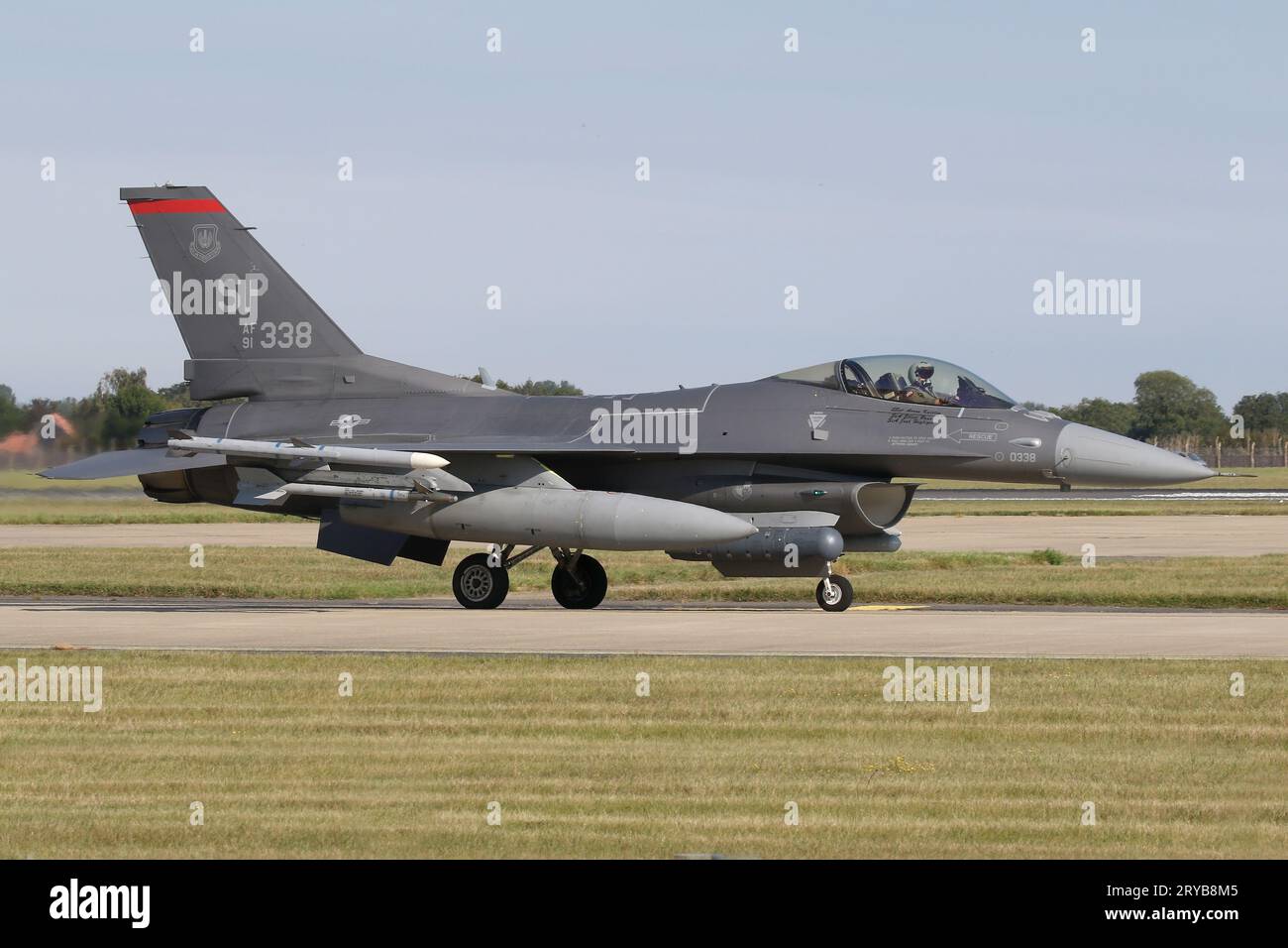 F-16C Fighting Falcon from the 52nd Fighter WIng at Spangdahlem, Germany taxiing at RAF Mildenhall during exercise Cobra Warrior. Stock Photo