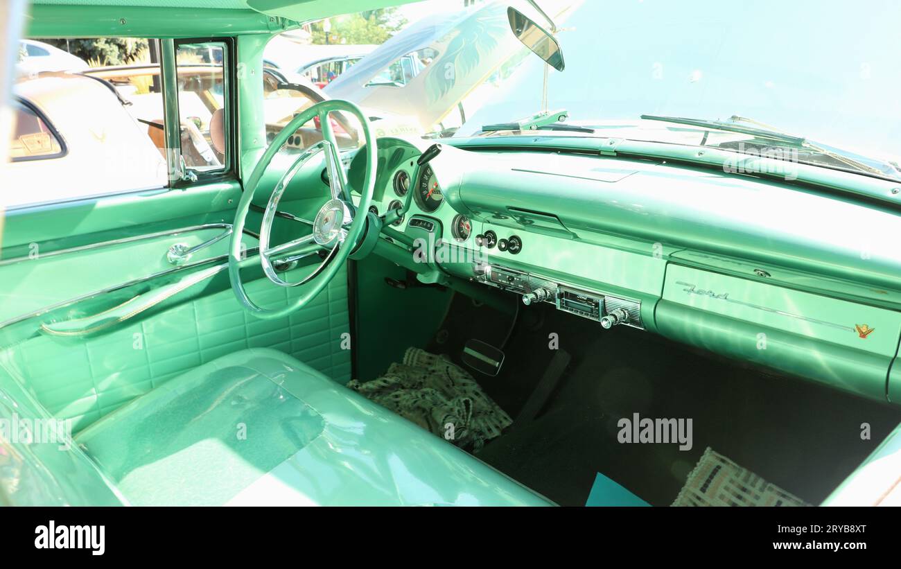 A beautiful vintage car cockpit Stock Photo