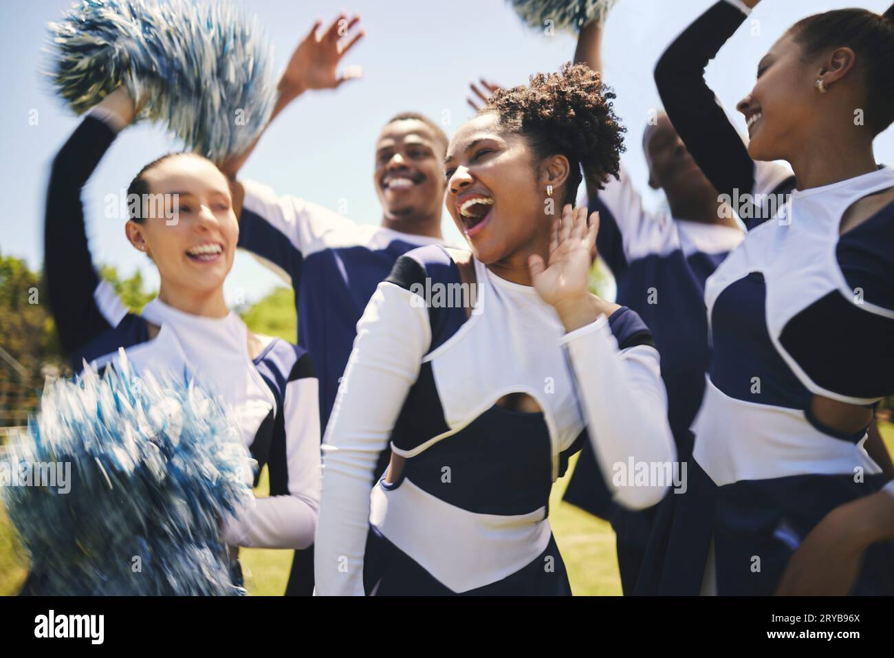 One young woman cheerleader cheerleading hi-res stock photography and  images - Alamy