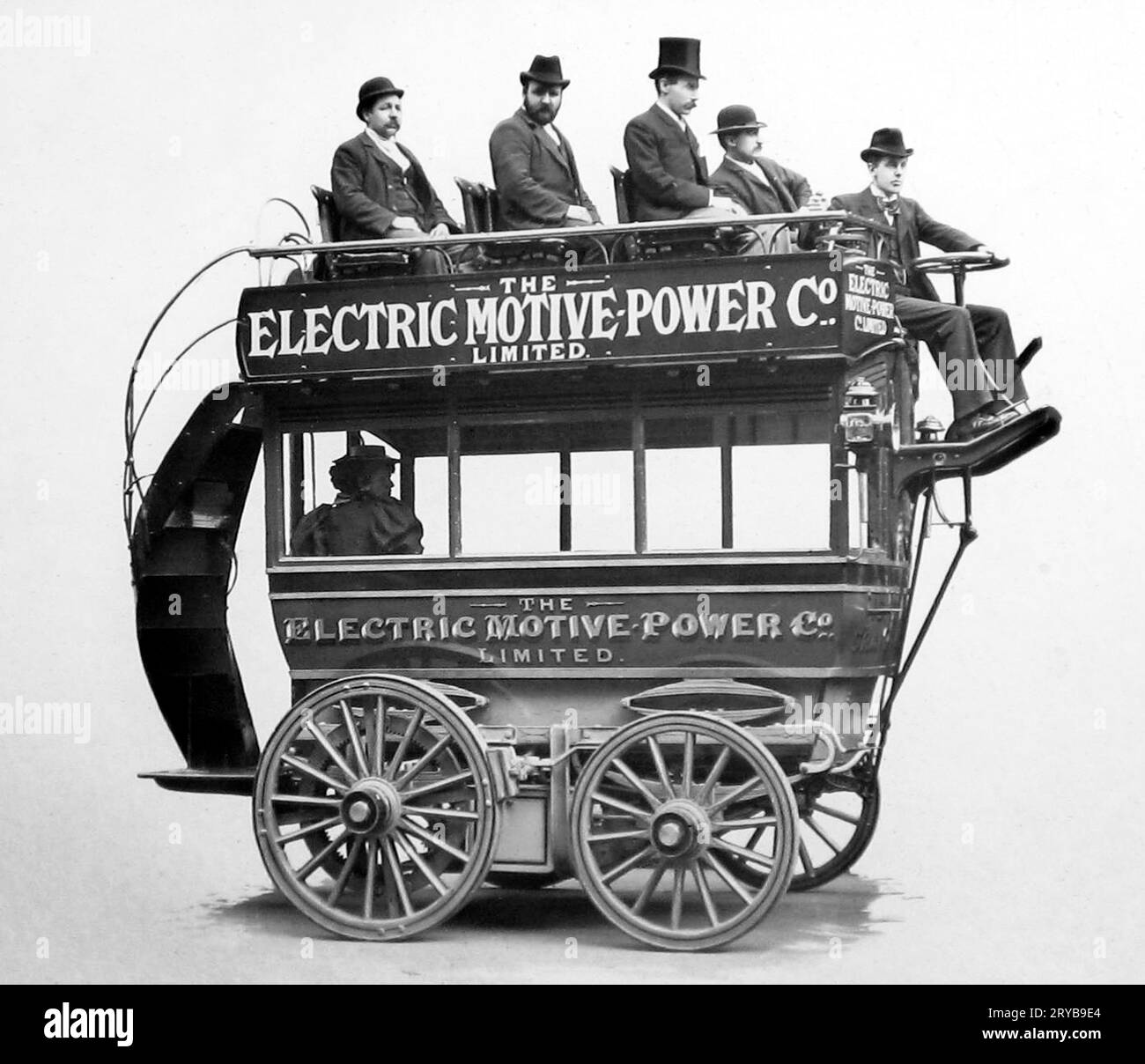 An electric bus, The Electric Motive Power Company Ltd, in 1902 Stock