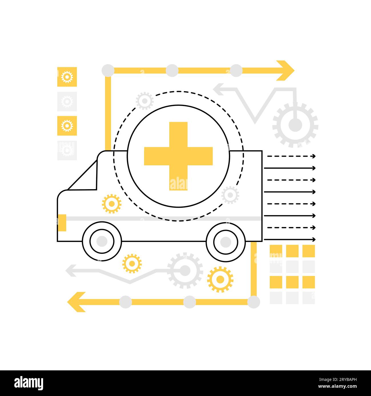 Emergency ambulance car. Hospital medical help, healthcare transport vector illustration Stock Vector