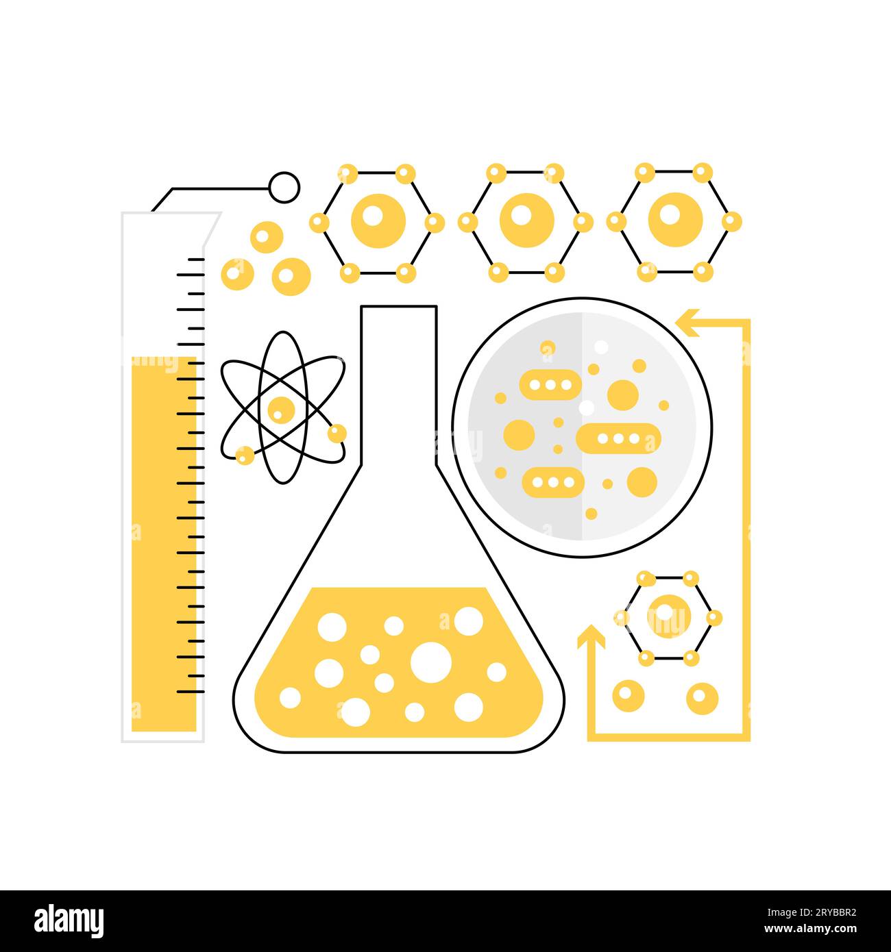 Biochemistry laboratory test. Science research, lab equipment vector