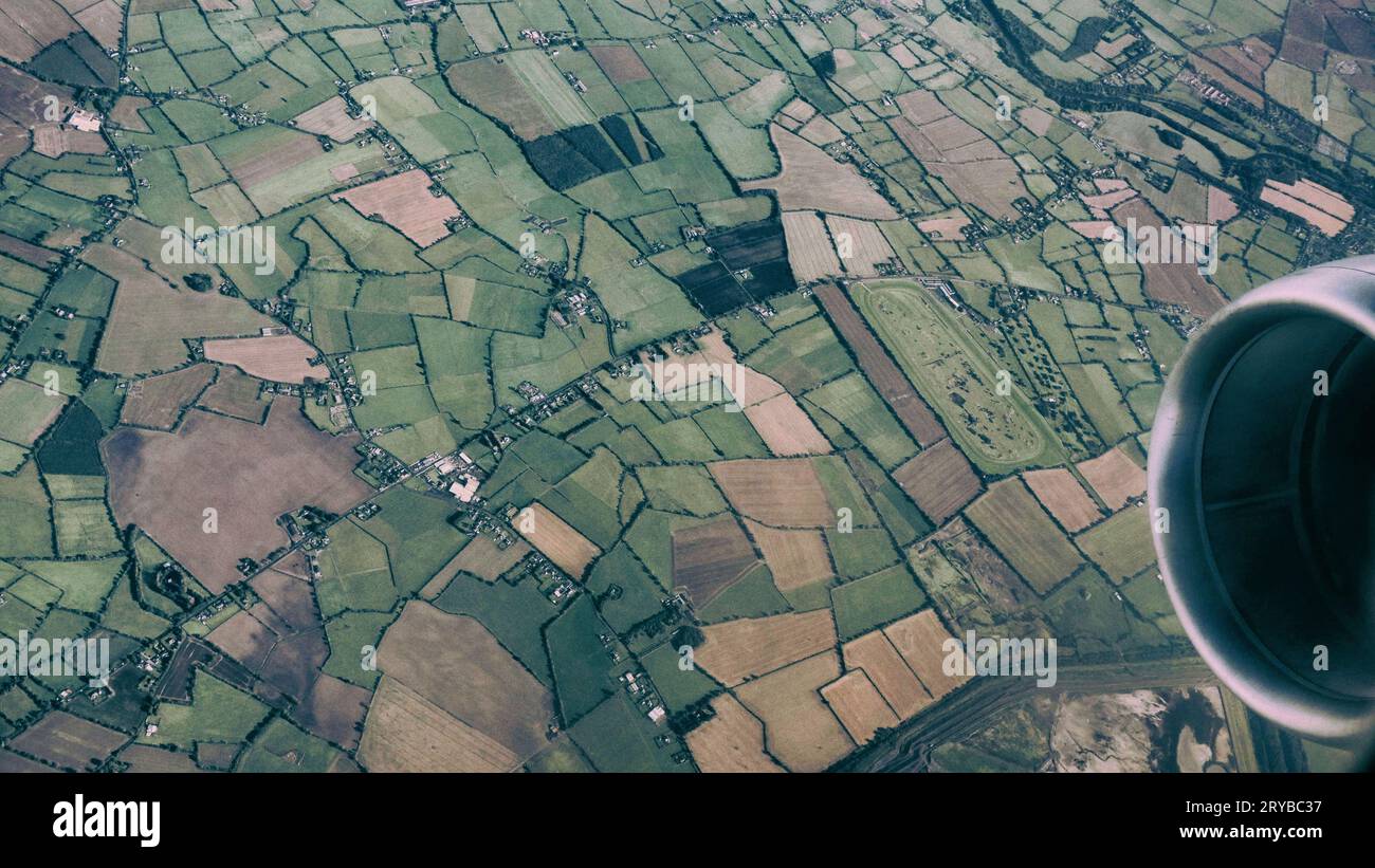 Landing in Dublin airport looking out the window of the plane at the
