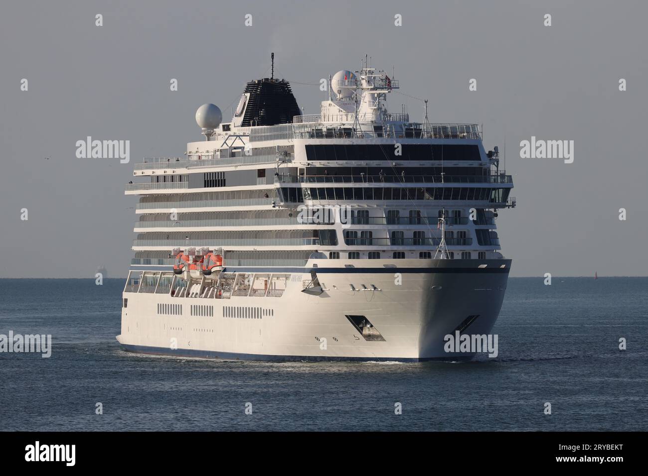 The cruise ship MS VIKING MARS heads through The Solent towards the international port terminal Stock Photo