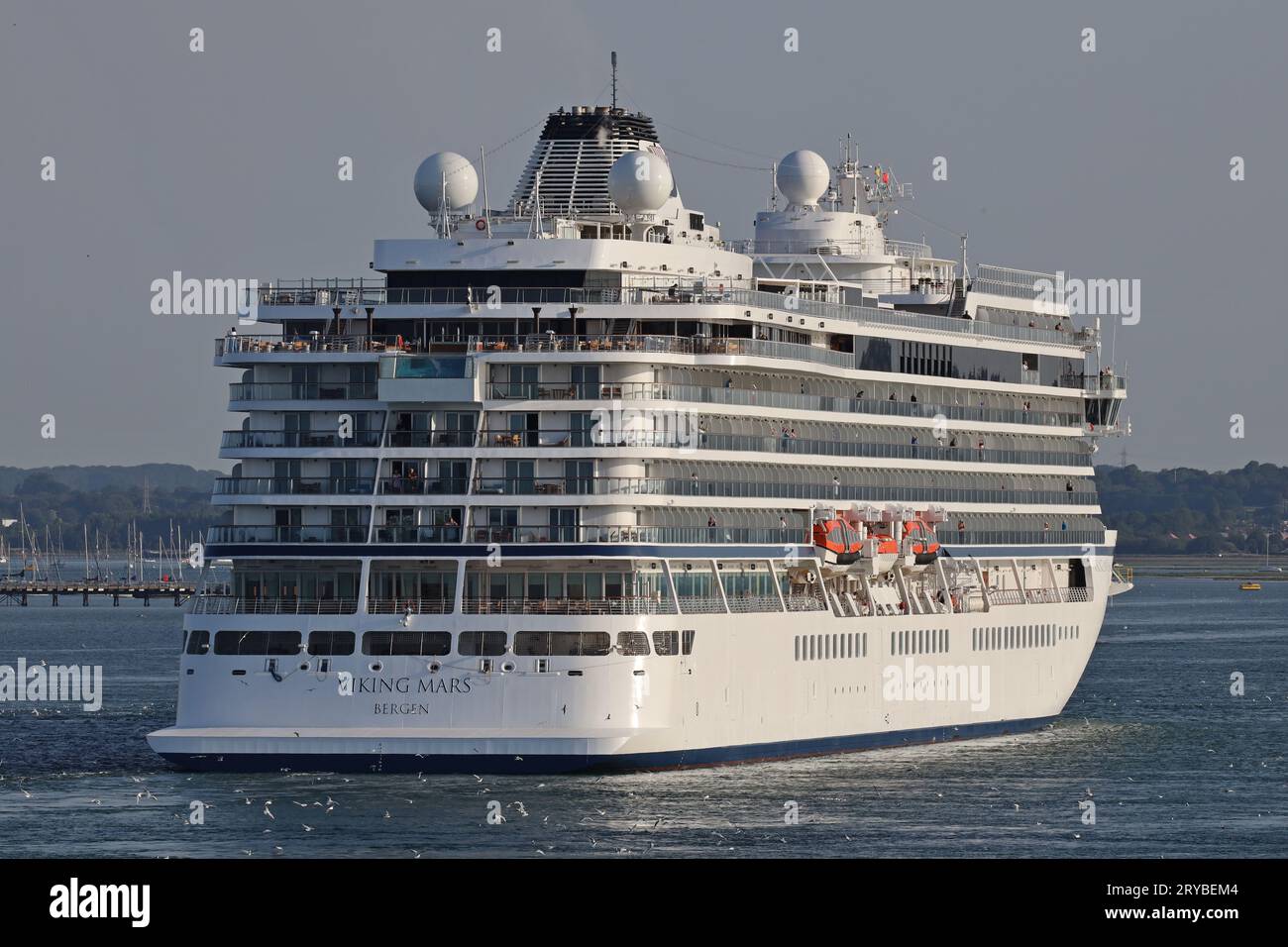 The cruise ship MS VIKING MARS heading towards a berth at the international port terminal Stock Photo