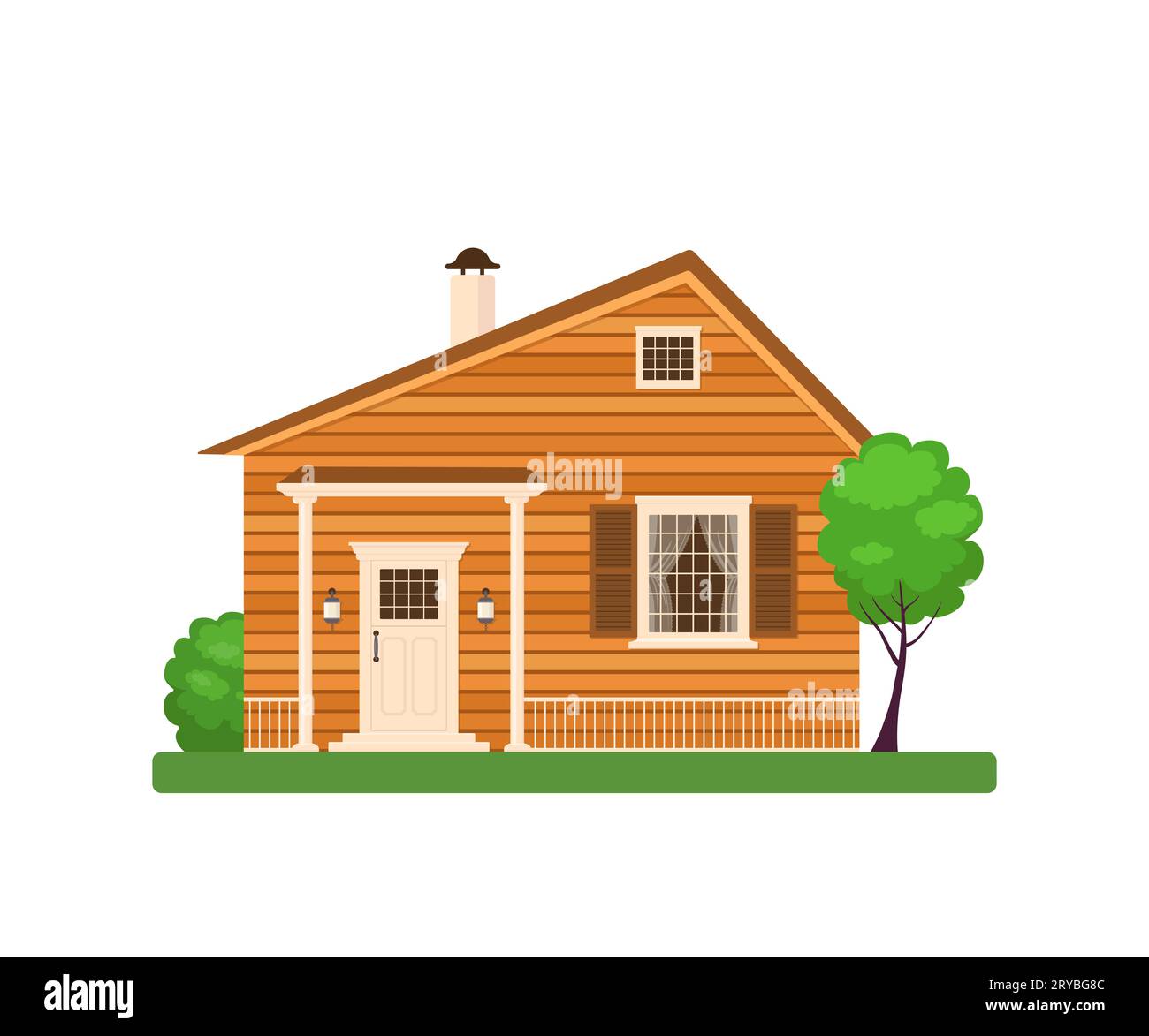 Cute wooden house, isolated on white background Stock Vector Image ...