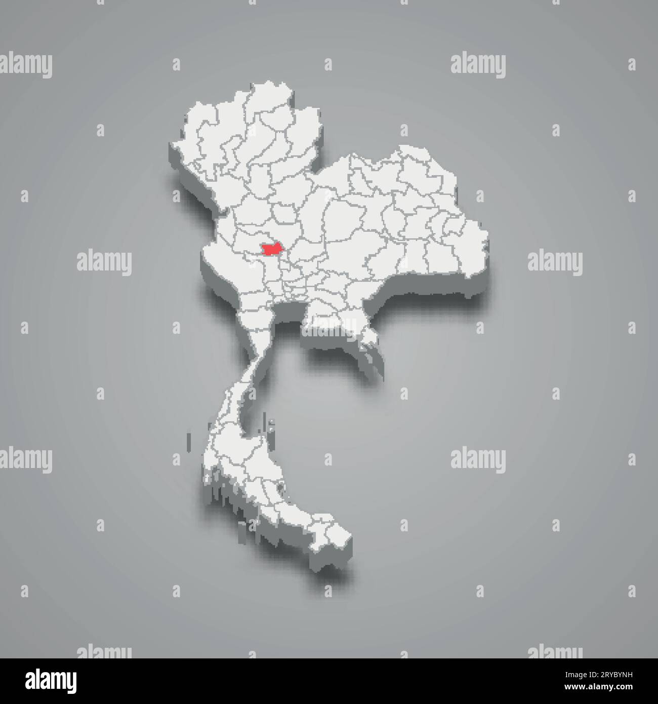 Chai Nat province location Thailand 3d isometric map Stock Vector