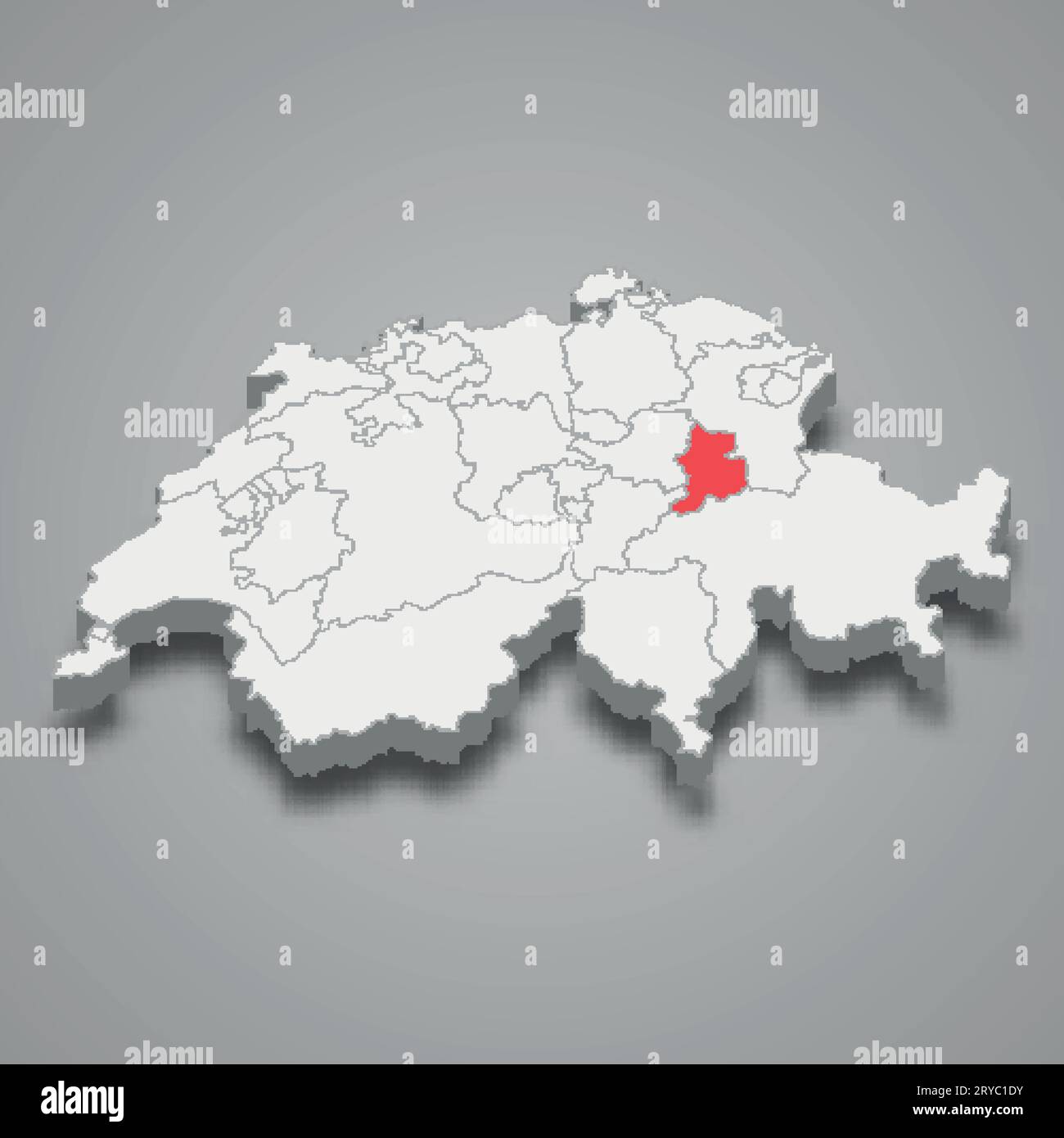 Glarus cantone location within Switzerland 3d isometric map Stock Vector