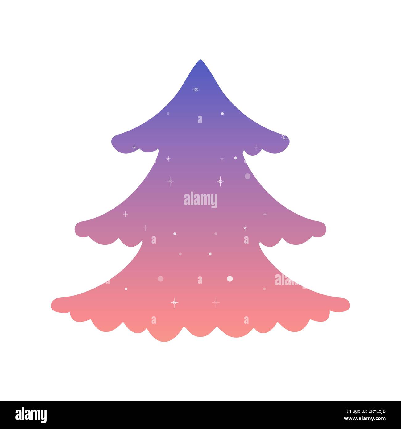 silhouette glittery Christmas tree frame . Gradient blue and pink gradient vector illustration Stock Vector