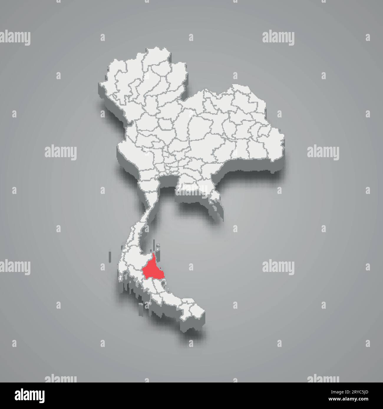 Nakhon Si Thammarat province location Thailand 3d isometric map Stock