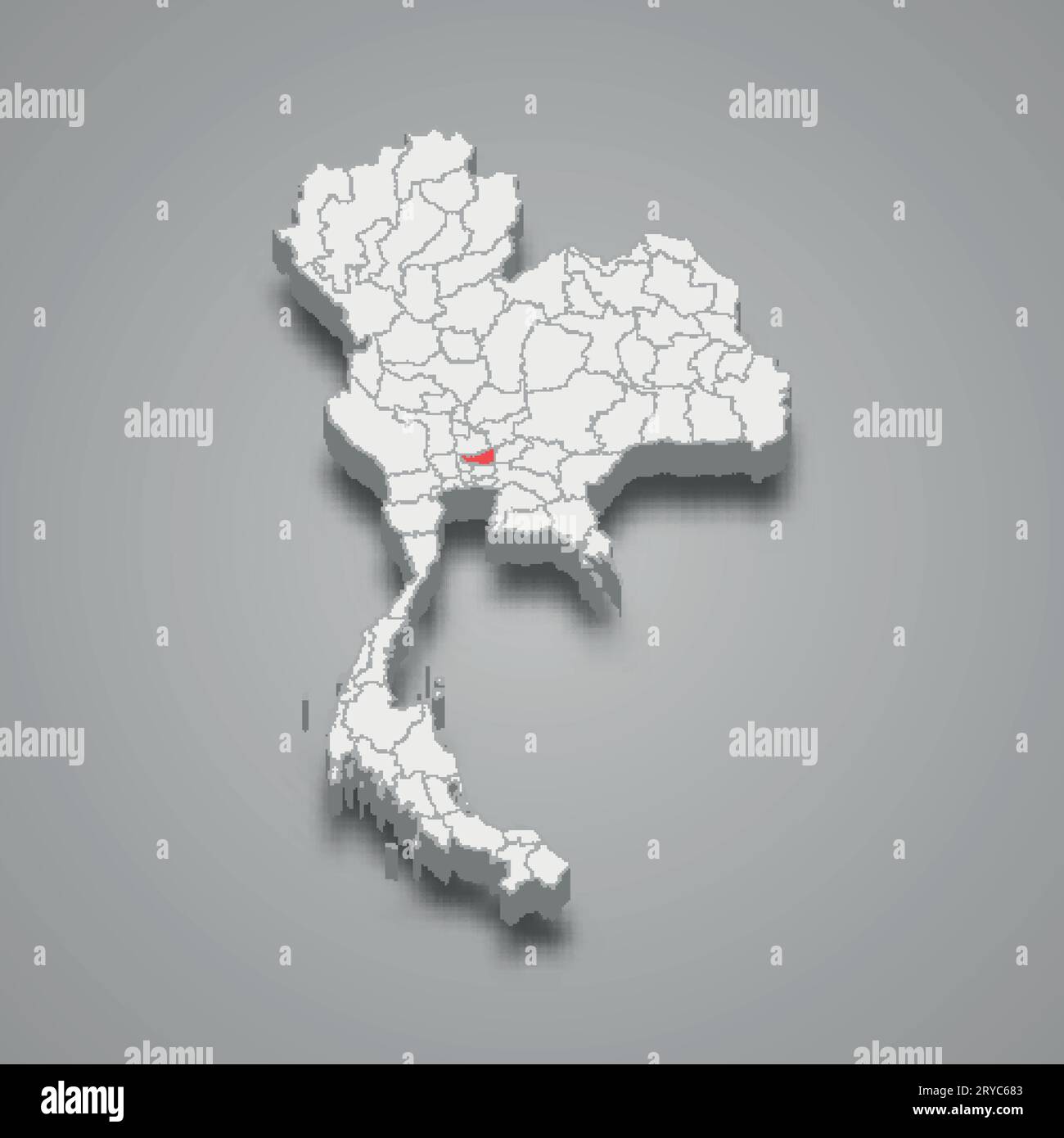 Pathum Thani province location Thailand 3d isometric map Stock Vector
