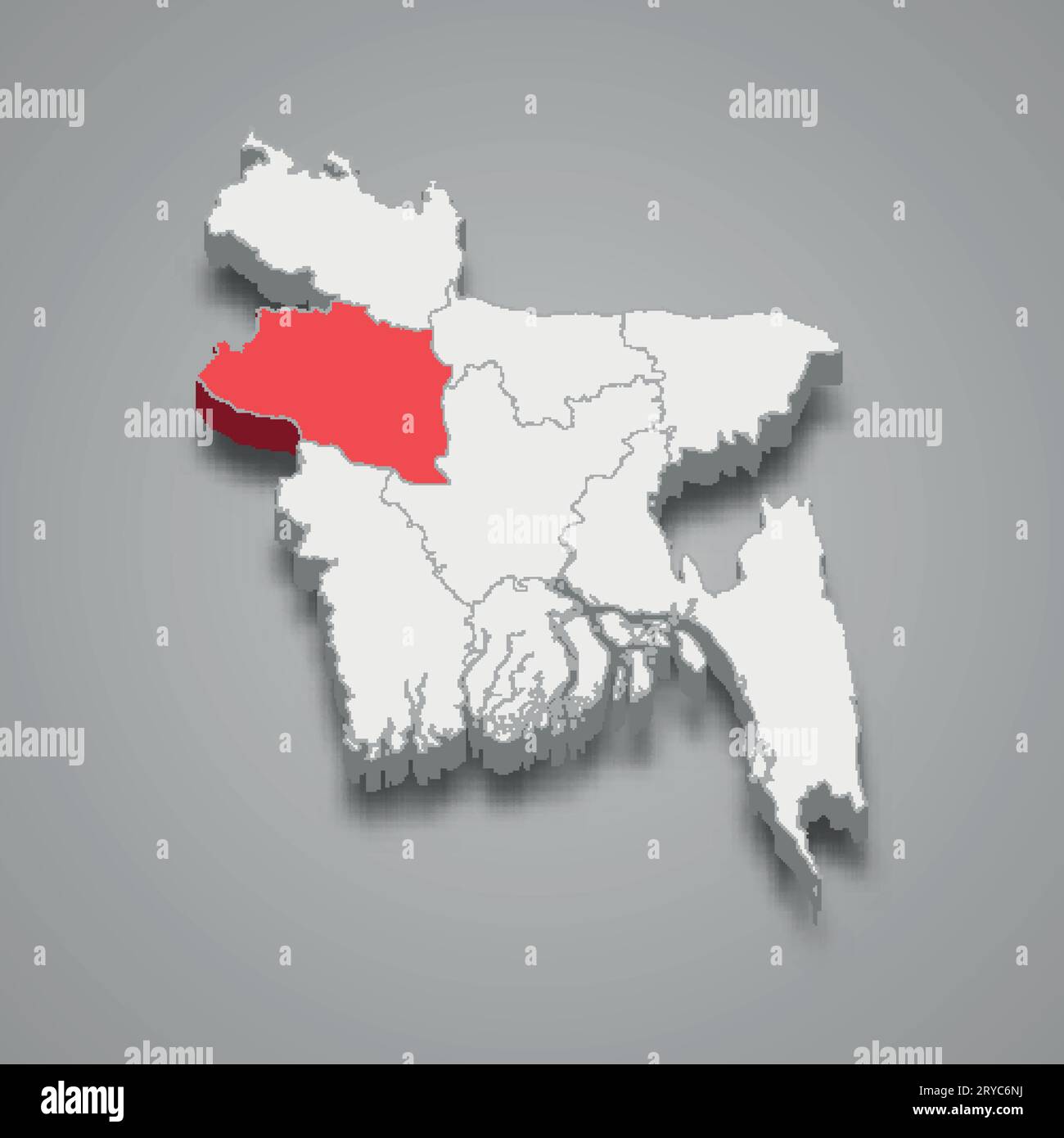 Rajshahi state location within Bangladesh 3d isometric map Stock Vector