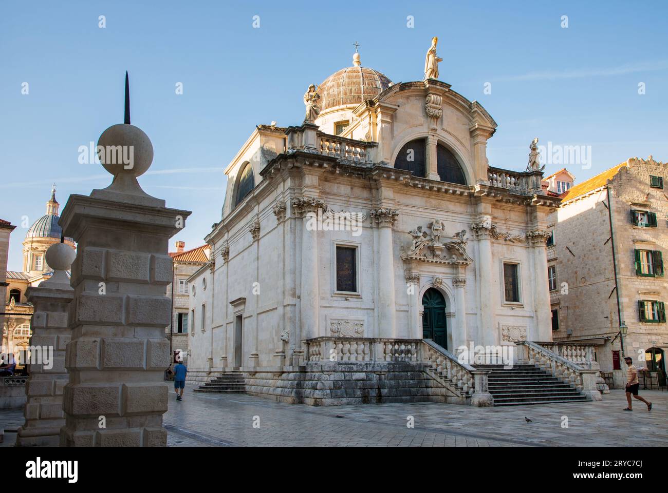 Dubrovnik, Croatia, Sepember 13th,  2023: View of the old town with Baroque building of St Blaise Church Stock Photo