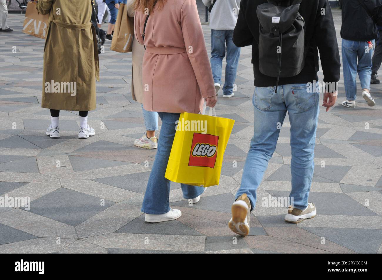 30 September 2023 Shoppers With Lego Bricks Shopping Bags In Danish 30-september-2023-shoppers-with-lego-bricks-shopping-bags-in-danish