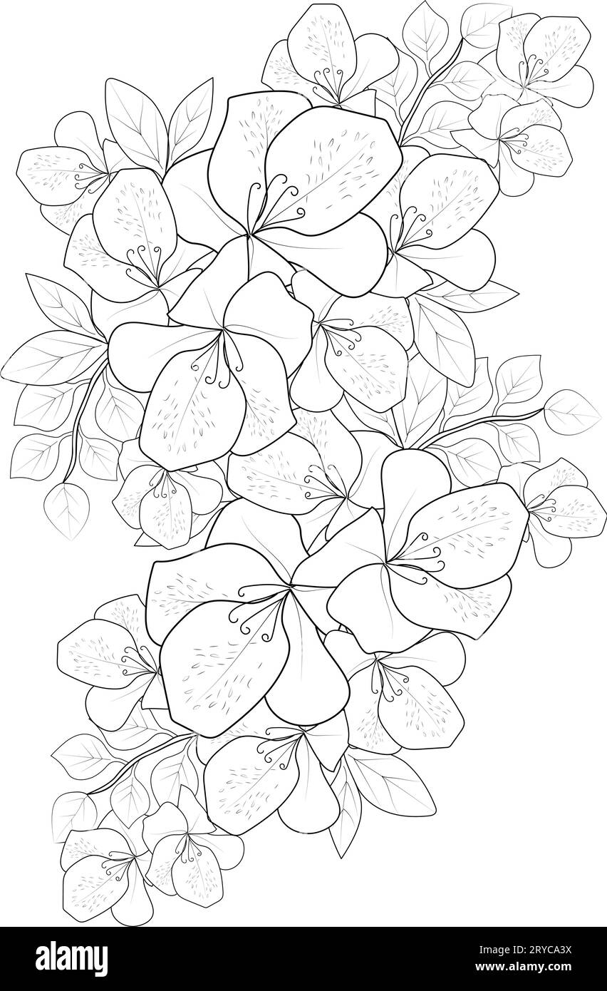 azalea flower tattoo in black and white. azalea flower tattoo design