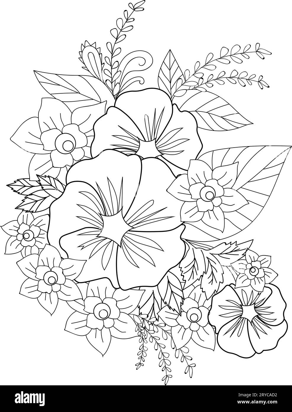 Aesthetic flower coloring pages Stock Vector Images Alamy