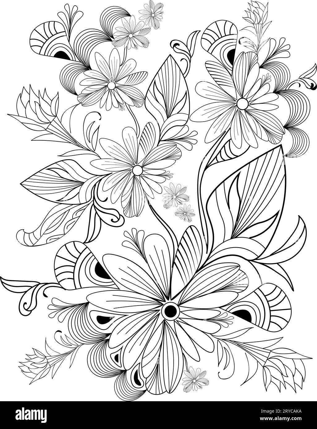 Aesthetic flower coloring pages Stock Vector Images Alamy