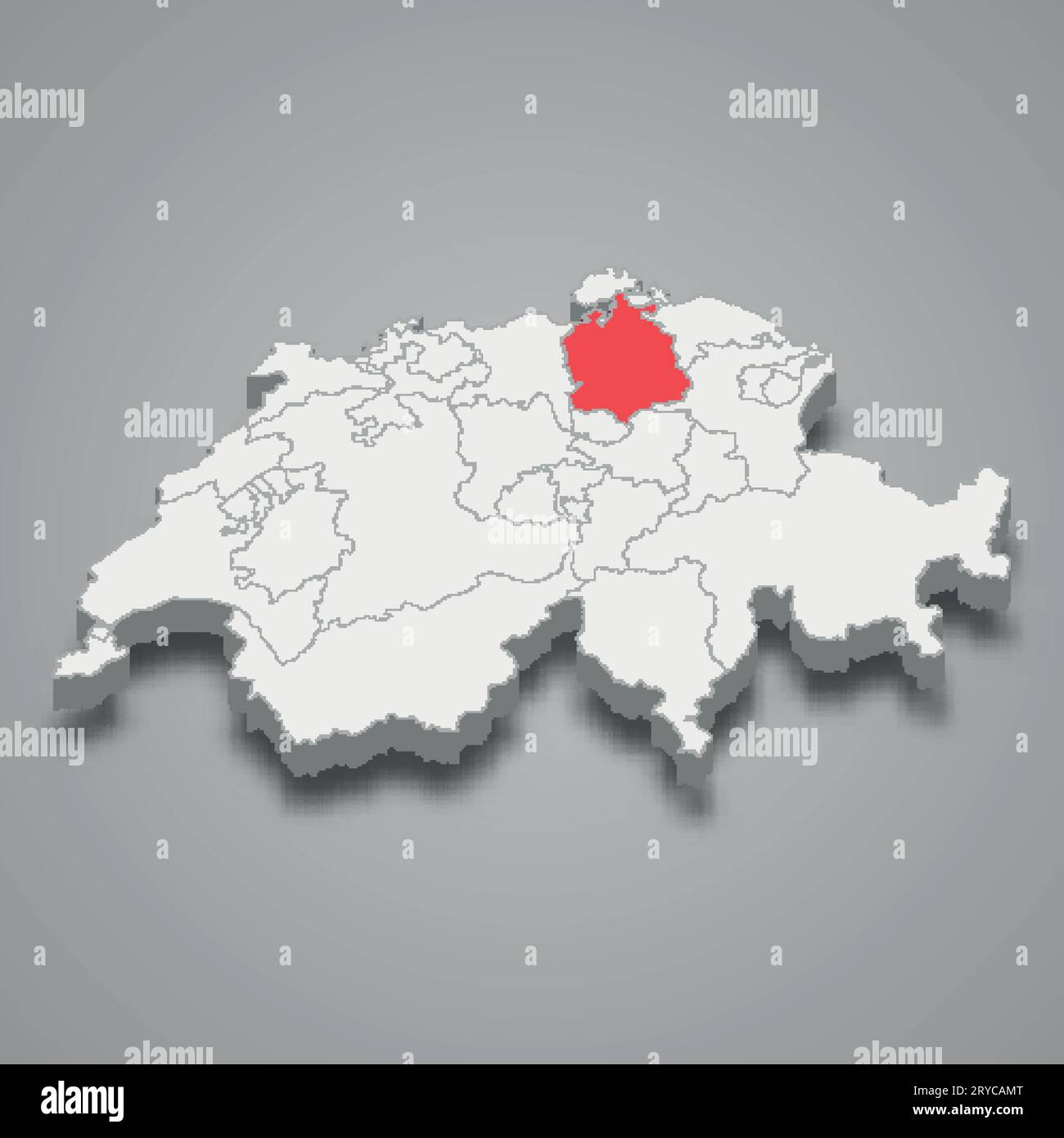 Zurich cantone location within Switzerland 3d isometric map Stock