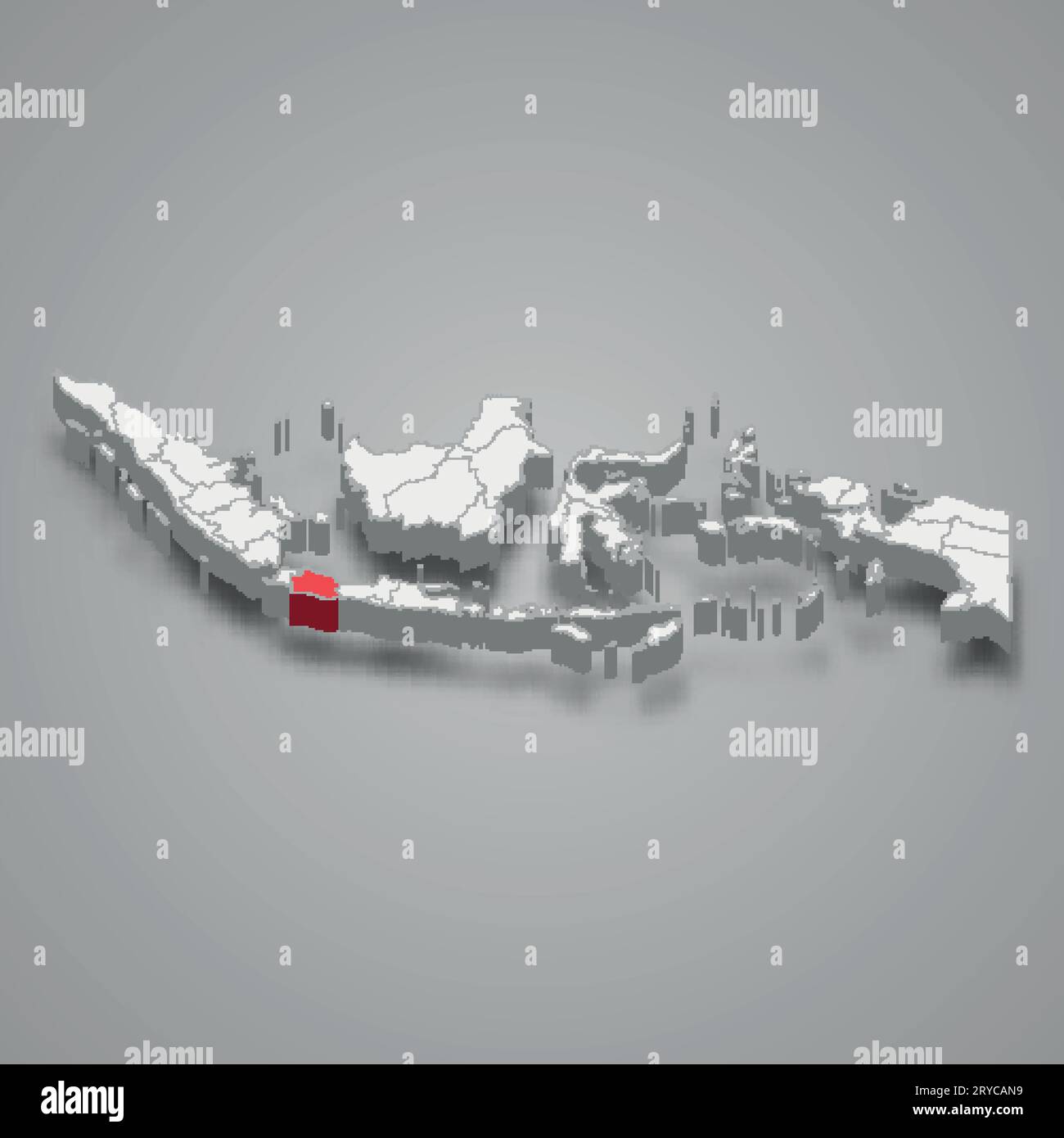 West Java province location Indonesia 3d isometric map Stock Vector