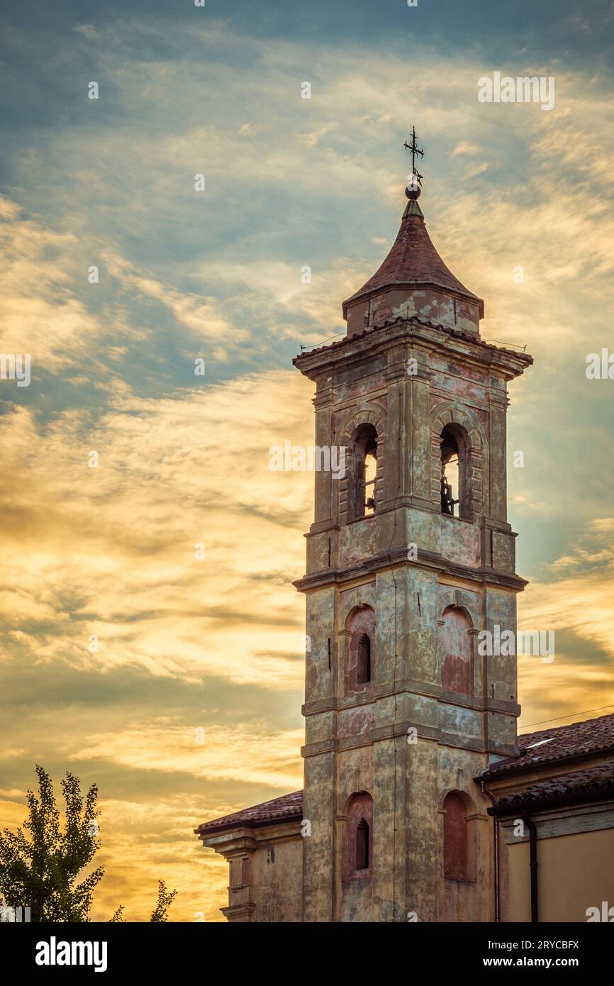 Ancient church tower Stock Photo