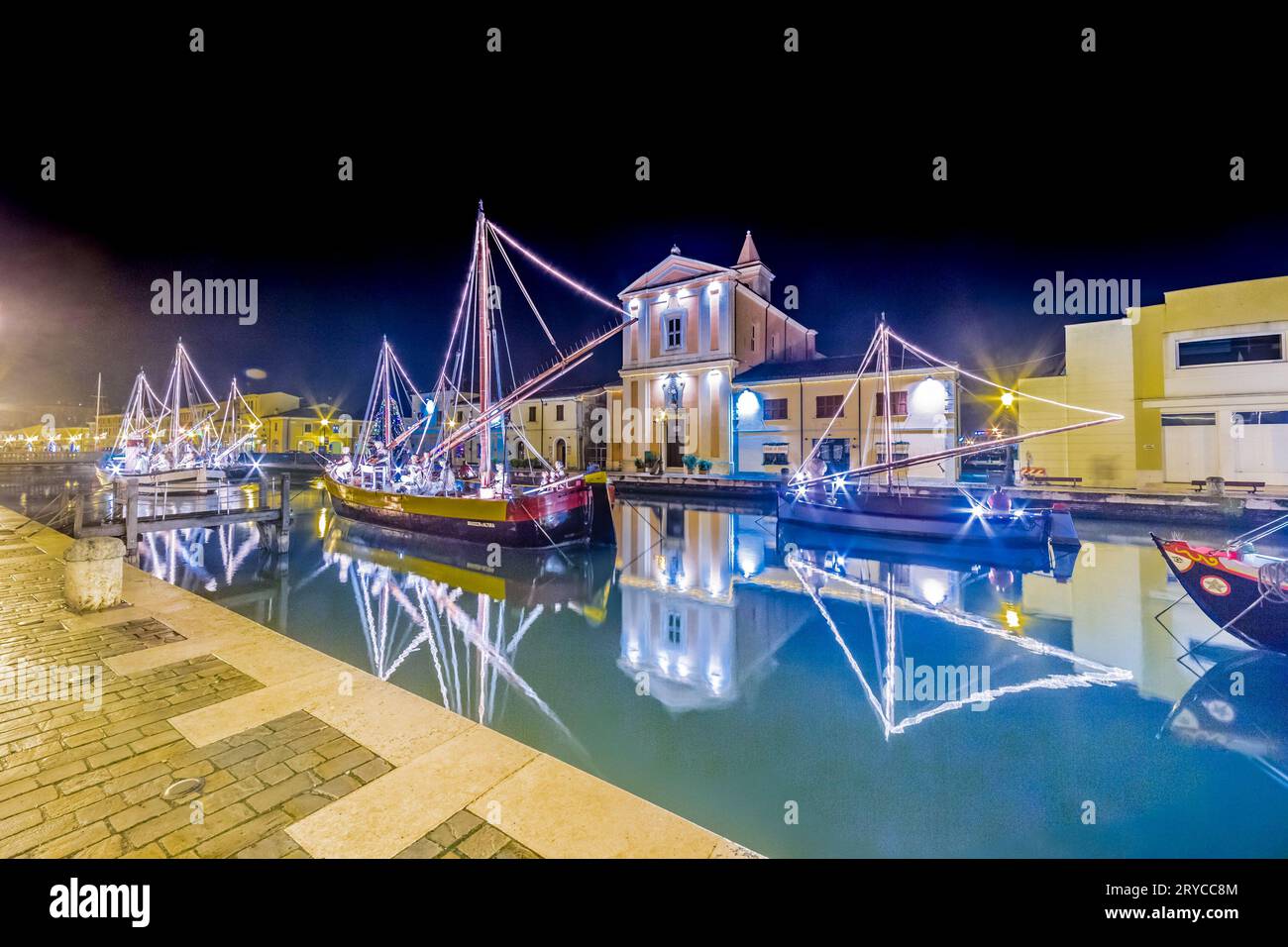 Christmas decorations, lights and Marine Crib Stock Photo Alamy