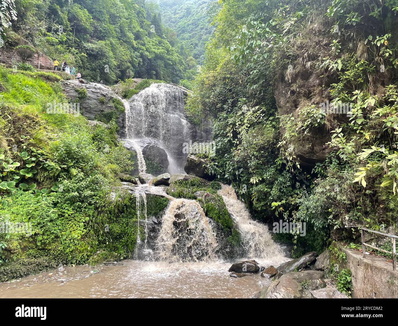 rock garden waterfall and ganga maya park at Darjeeling Stock Photo