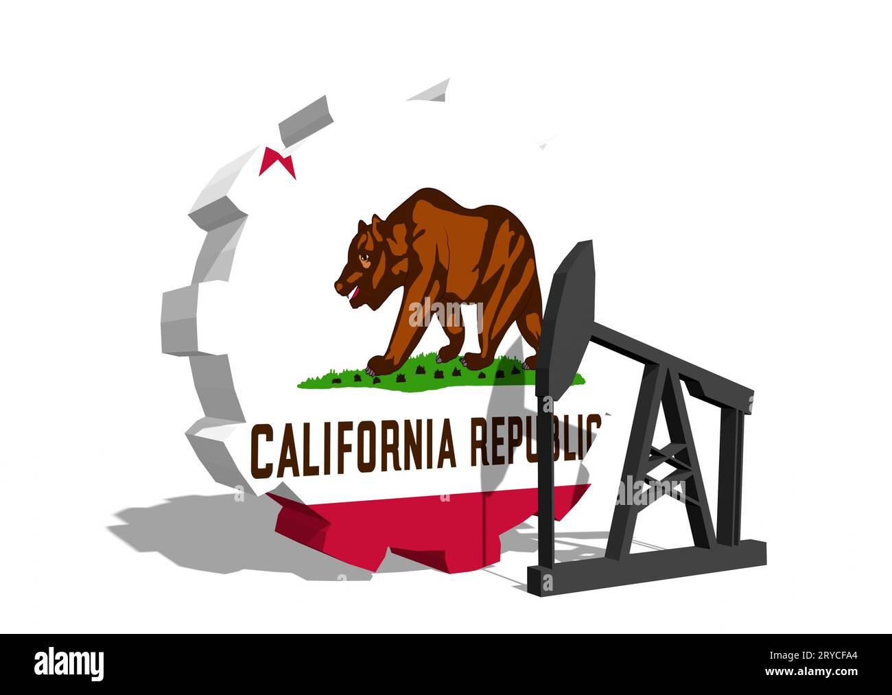 Gear with oil pump textured by California flag Stock Photo Alamy