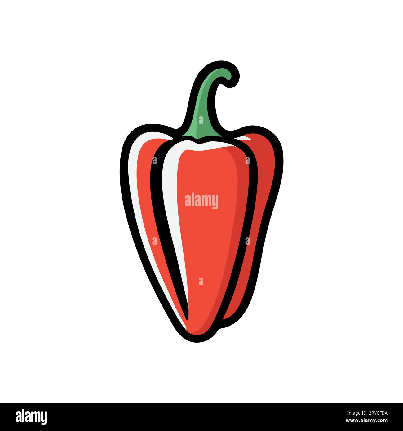 Paprica bell pepper flat vector material design isolated on white ...