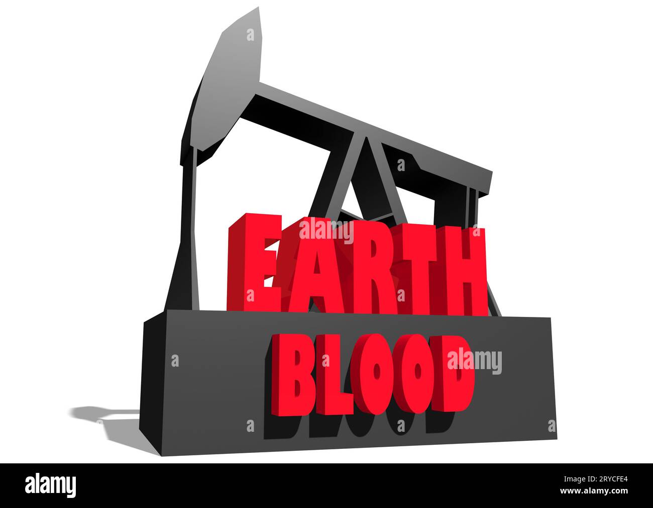 Oil pump and earth blood text Stock Photo Alamy
